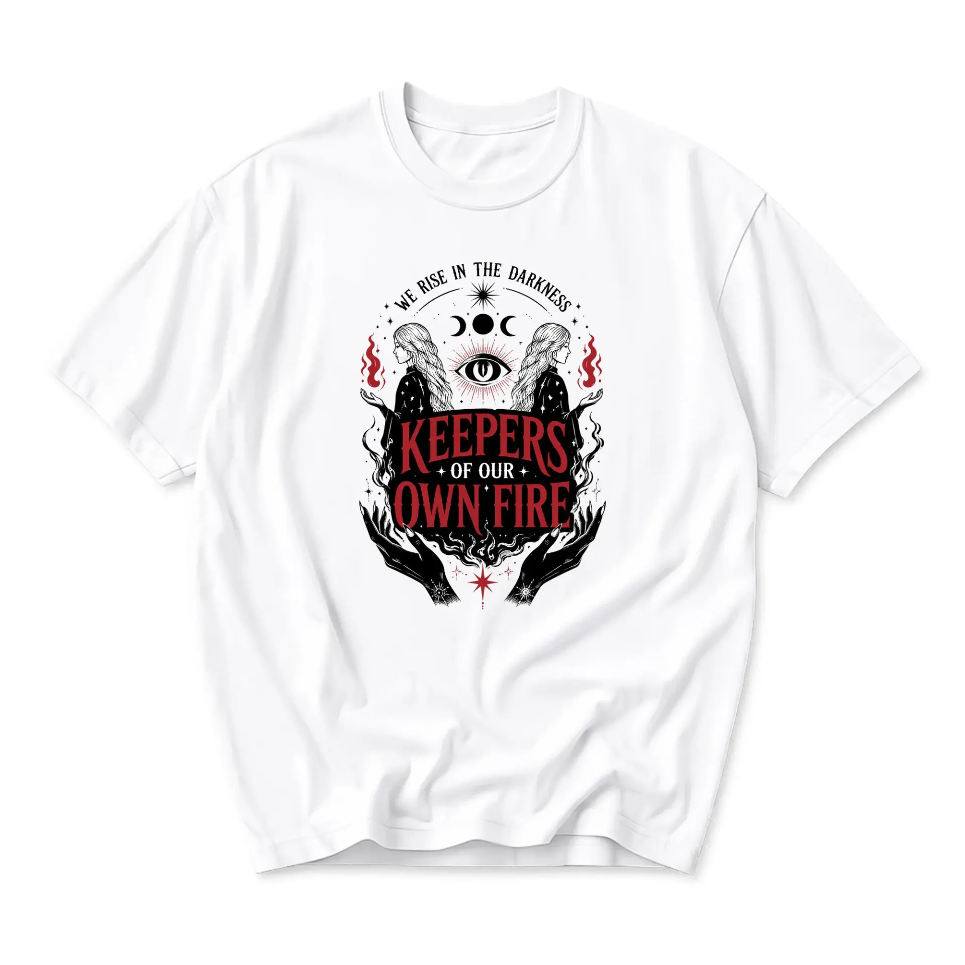 Graphic Tee Unisex Crew Neck T-Shirt Featuring Mystical Dark Aesthetic Occult Inspired Design and Artistic Illustration