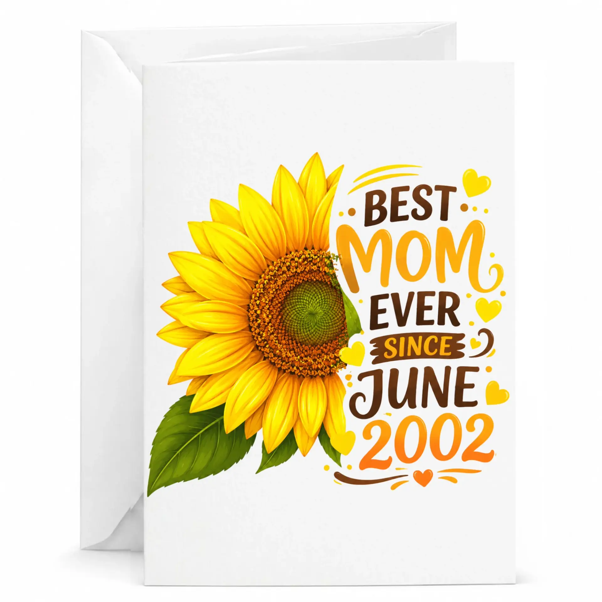 Greeting Card Best Mom Ever Since June 2002 Sunflower Design for Mother’s Day Birthday Appreciation Sentiment Note