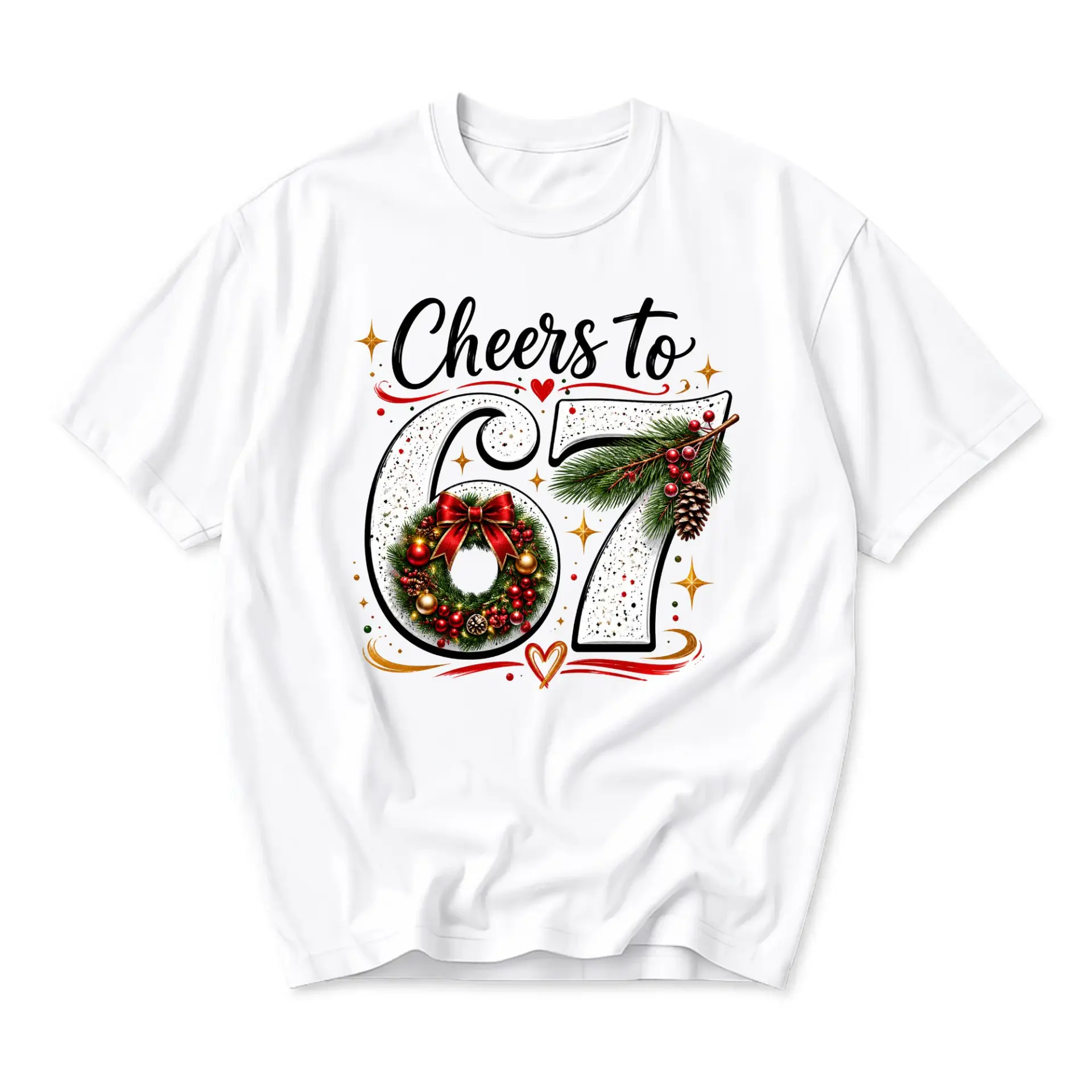 Graphic Tee Cheers to 67 Birthday Christmas Shirt Unisex Cotton Blend