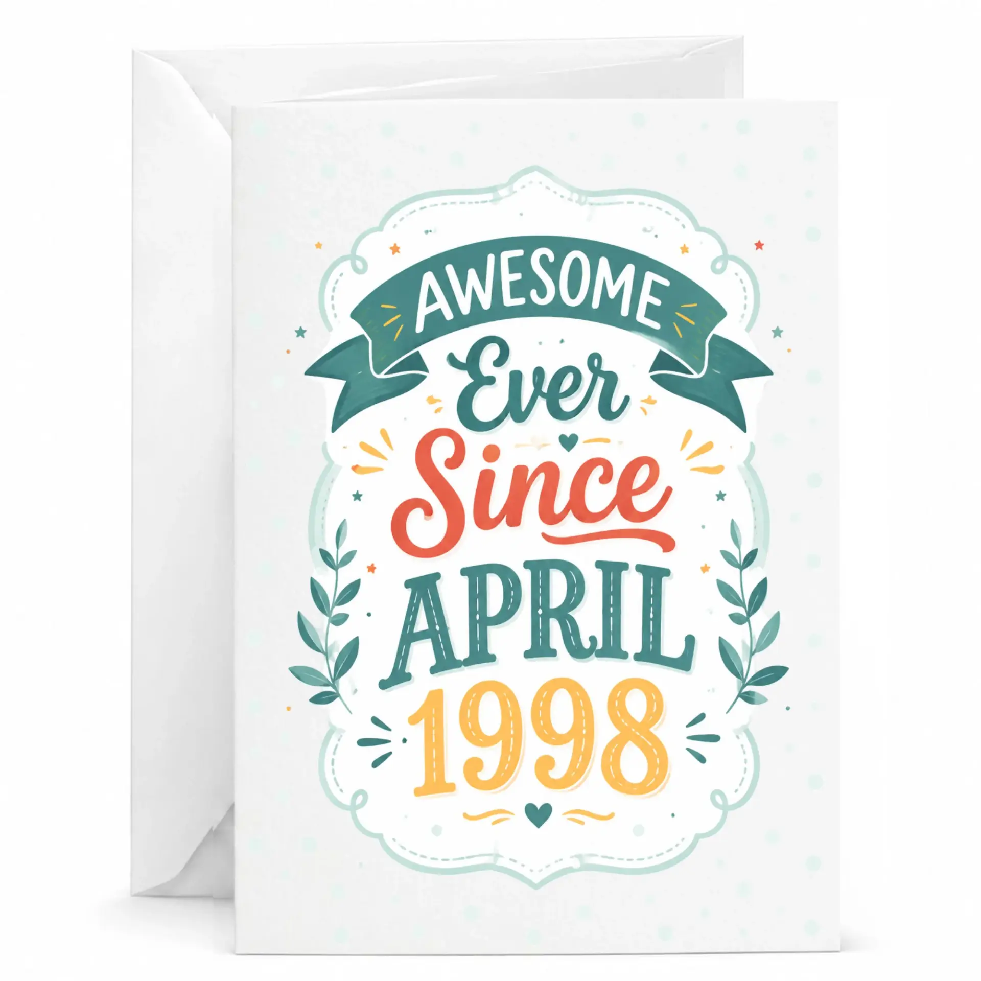Greeting Card Awesome Ever Since April 1998 Birthday Milestone Celebration Vintage Inspired Keepsake Stationery