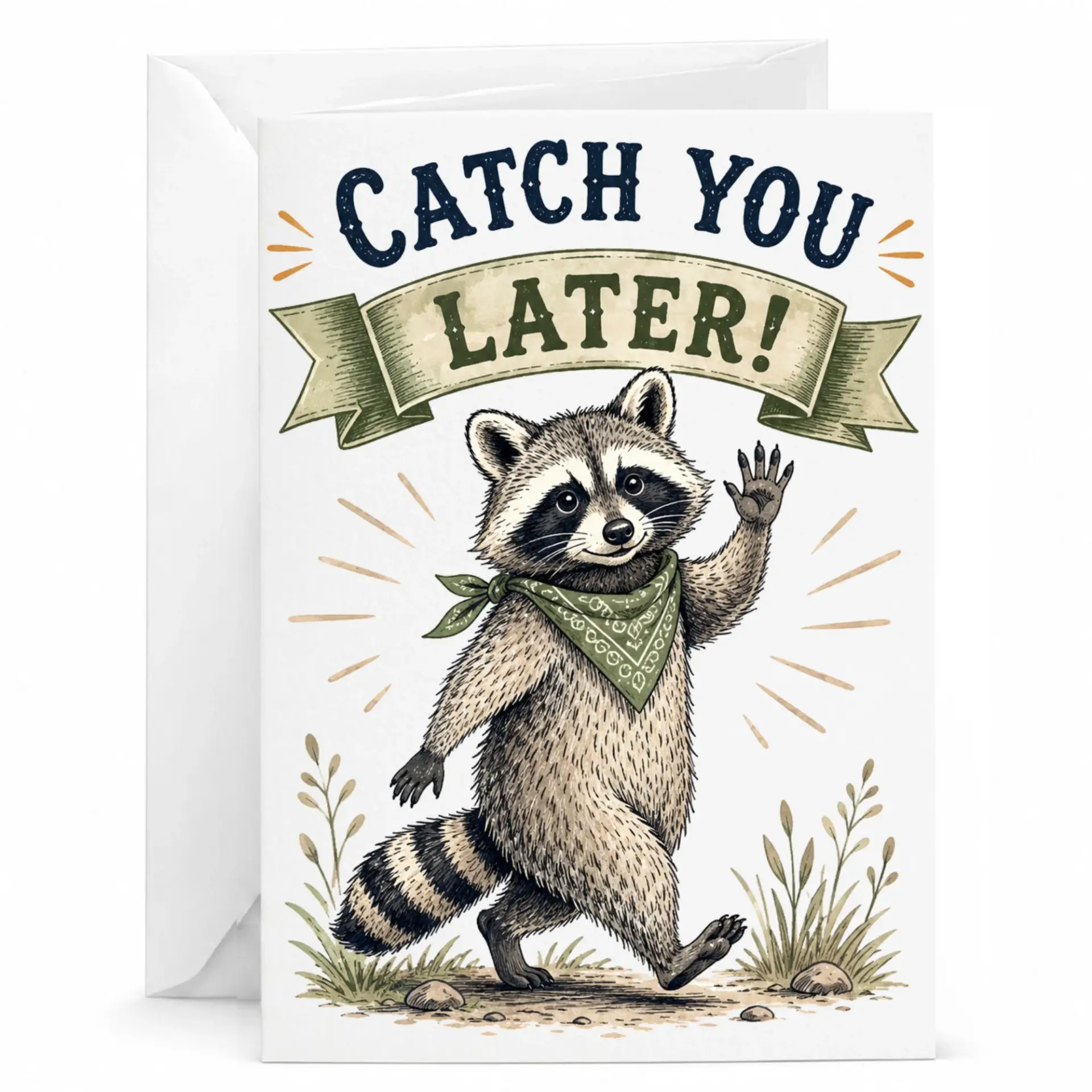 Funny Raccoon Greeting Card You Later Whimsical Animal Design for Friends and Family