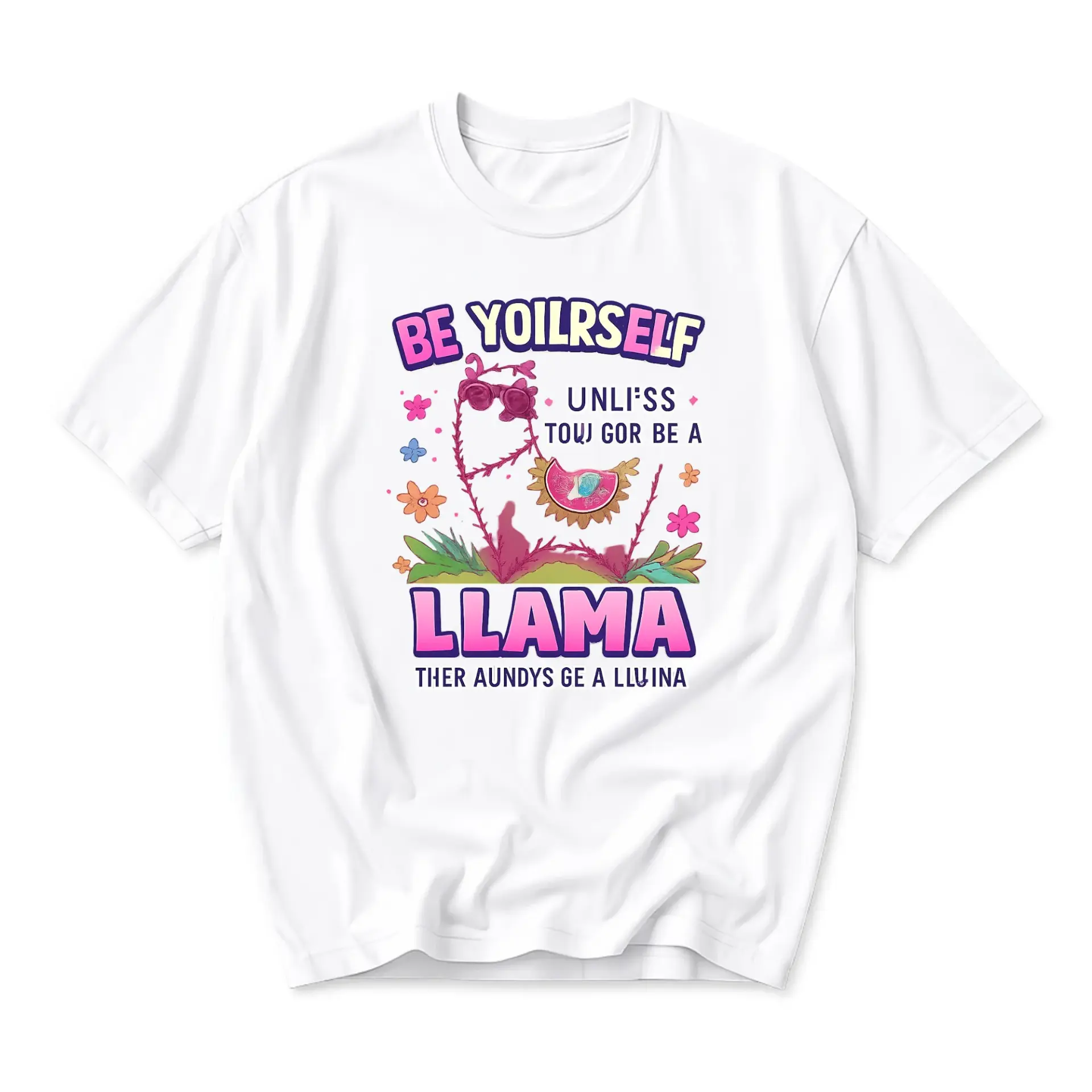 Funny Shirt Llama Graphic Tee Be Quote Casual Unisex Top Soft Cotton Blend