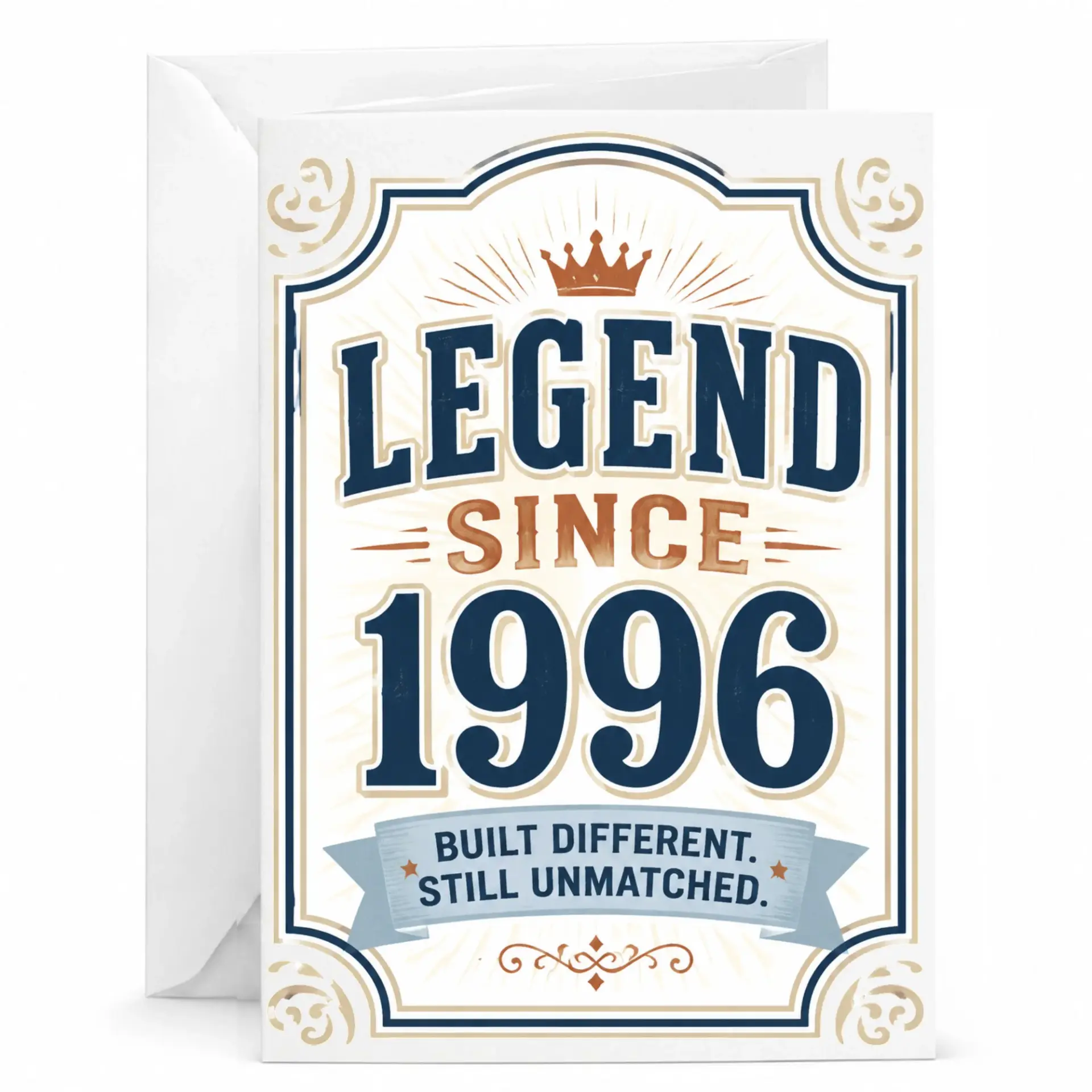 Birthday Card Legend Since 1996 Vintage Style Greeting Card with Envelope for Milestone Birthday Celebrations