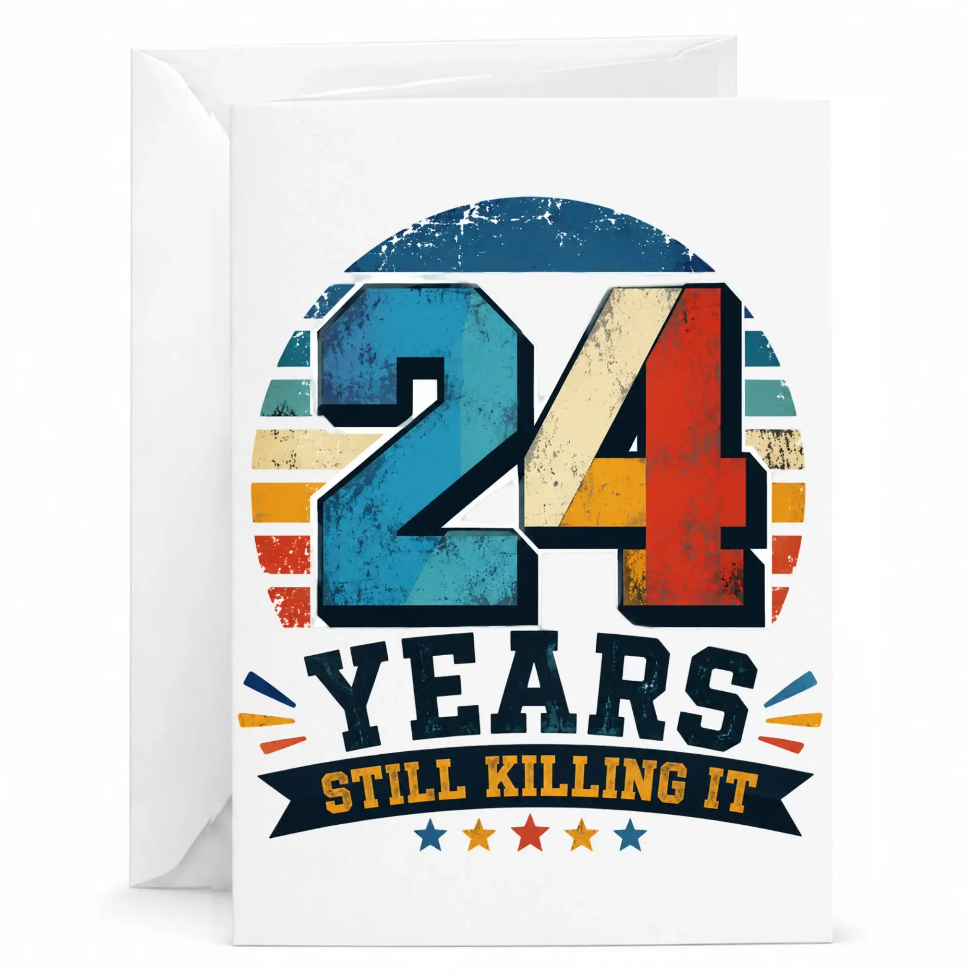 Birthday Card 24 Years Still Killing It Vintage Retro Style Greeting Card for Twenty Fourth Anniversary or Birthday