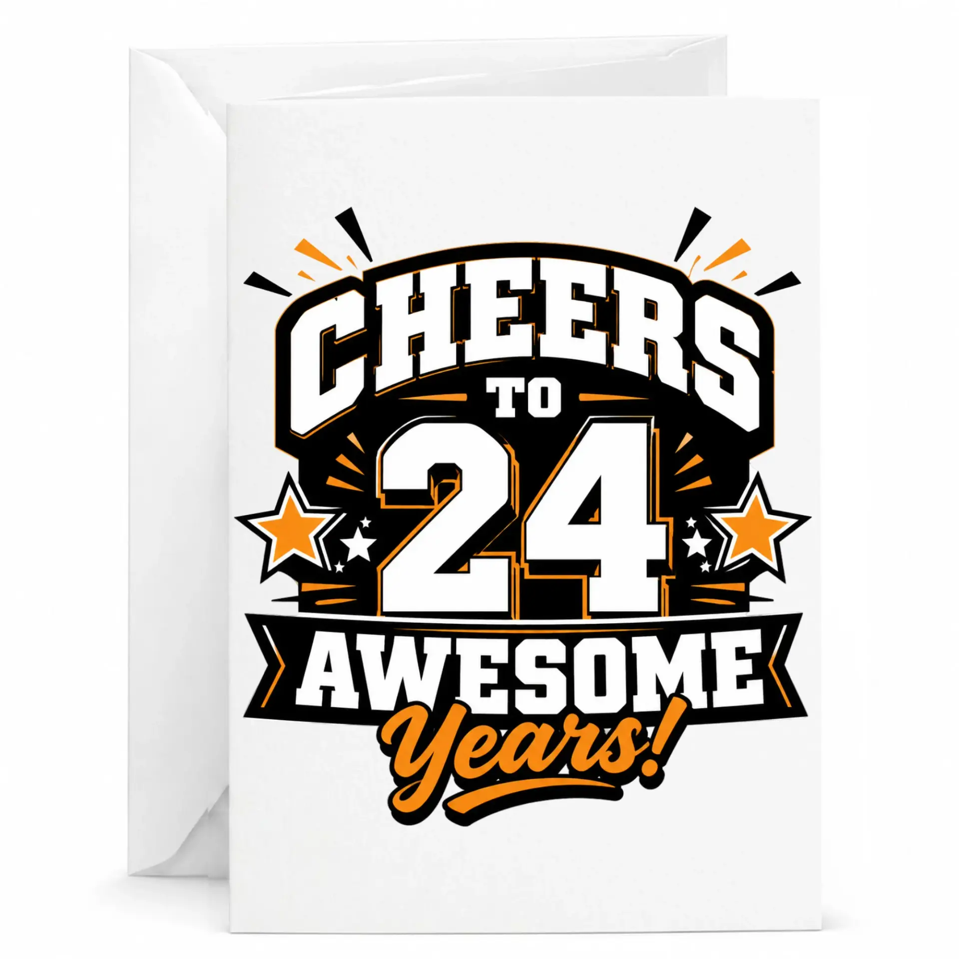 Birthday Card Cheers to 24 Awesome Years Funny Celebration Greeting Card for Milestone Twenty Fourth Birthday Party