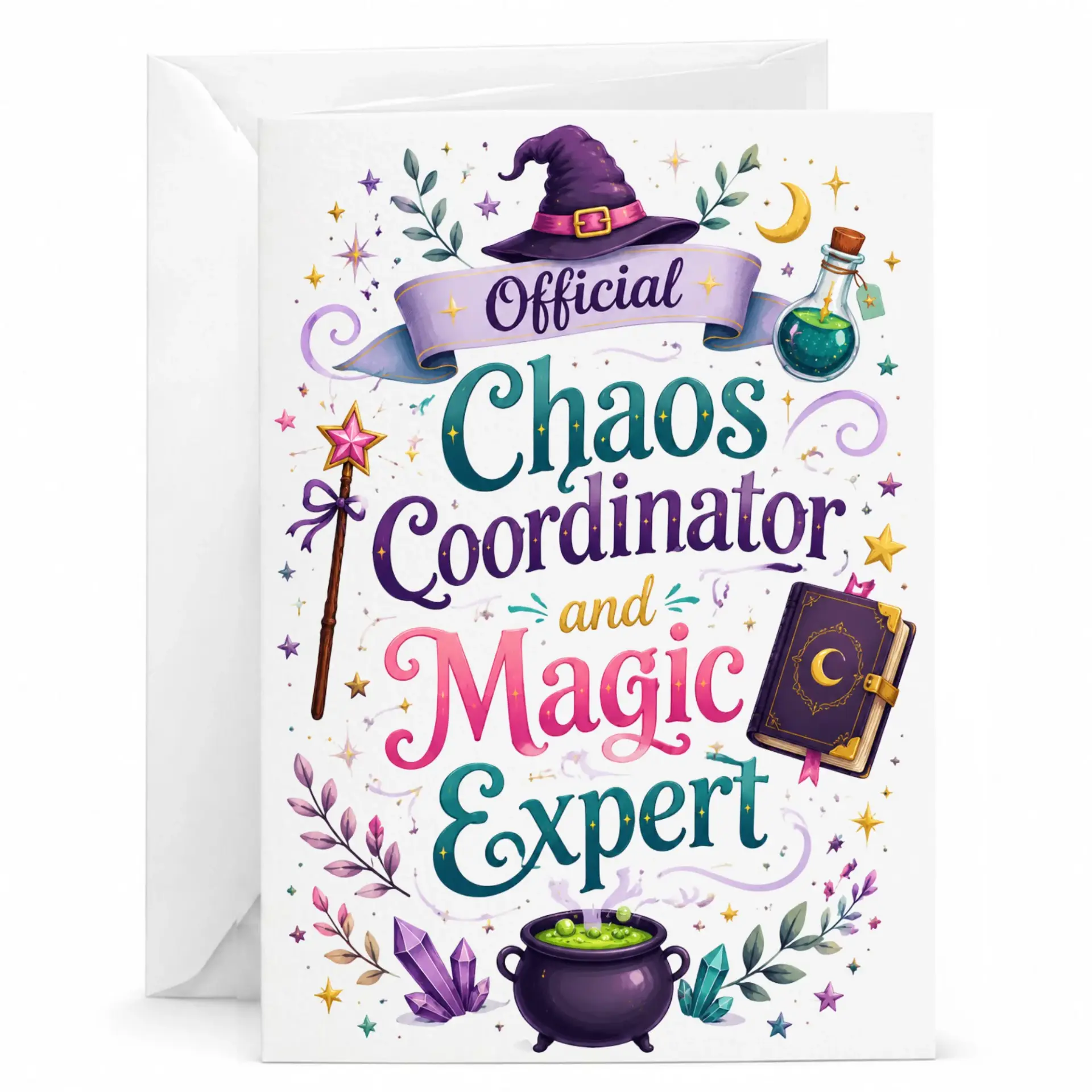 Funny Greeting Card Official Coordinator and Expert Magical Fantasy Themed Stationery for Friends