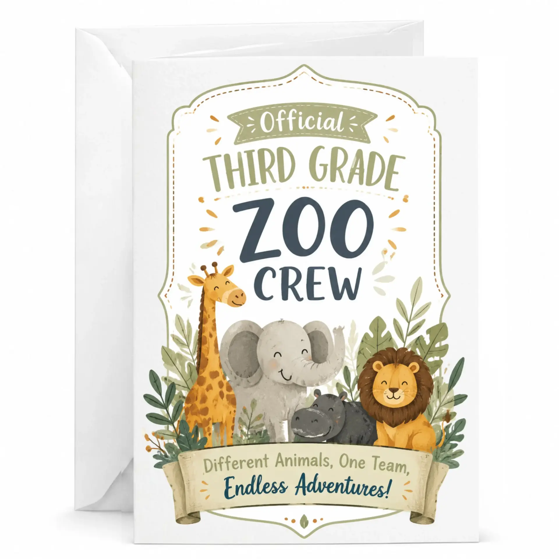 Greeting Card Featuring Cute for Third Crew and Appreciation Occasions
