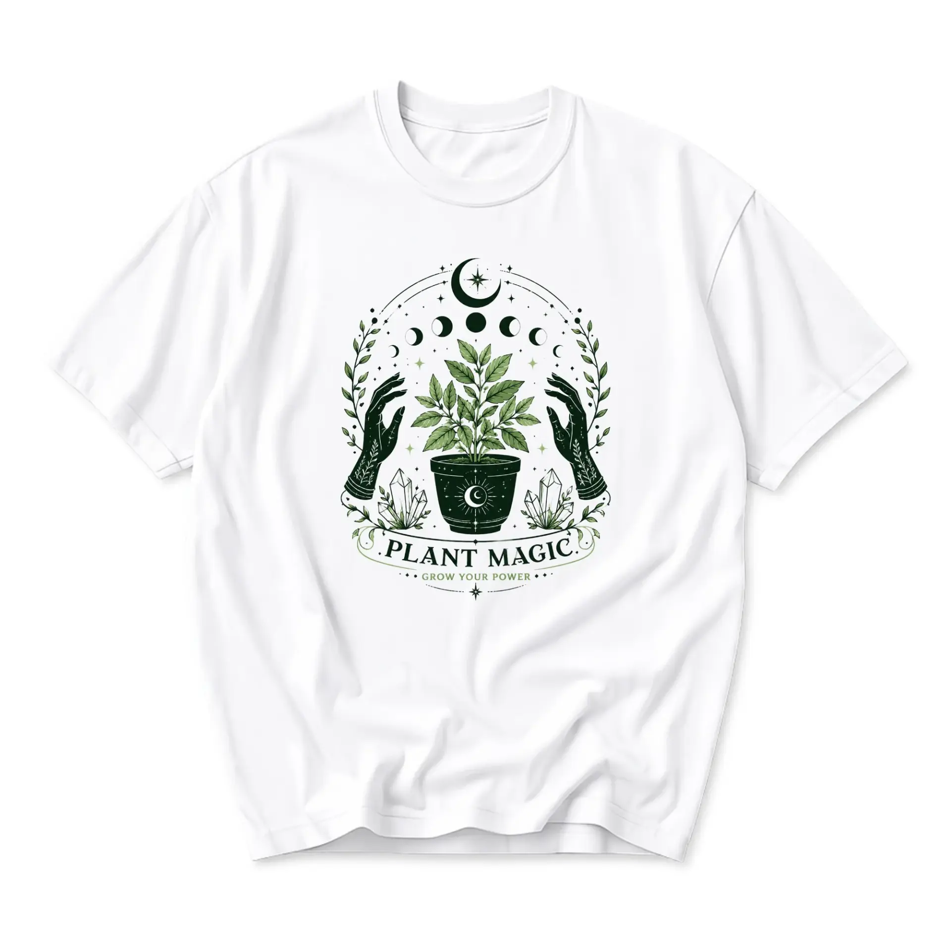 T-shirt Plant Magic Celestial Graphic Tee Spiritual Botanical Witchy Aesthetic Cotton Unisex Crew Neck Shirt