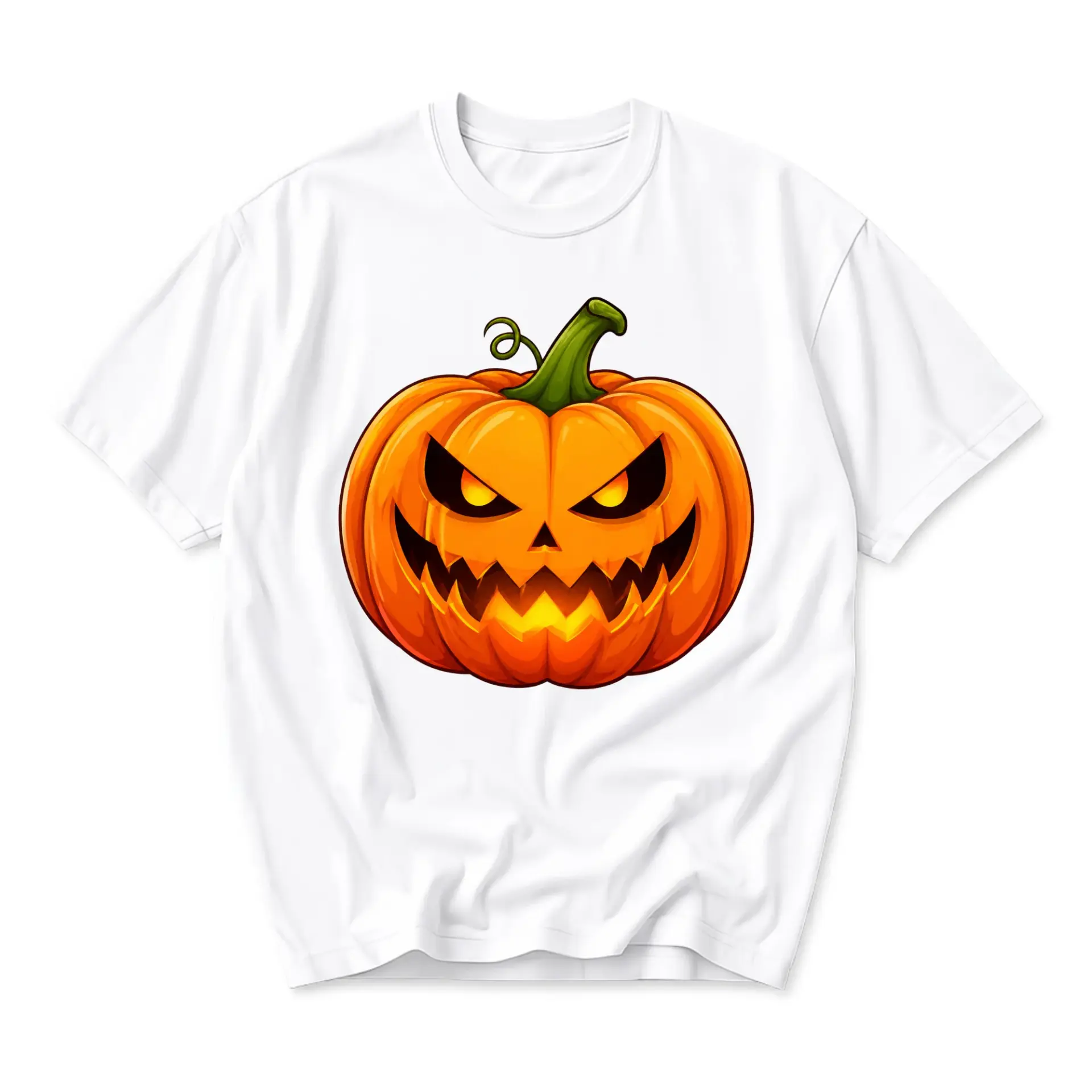 Graphic Tee Pumpkin Face Shirt Unisex Crew Neck Short Sleeve Cotton Apparel for Casual Fall Autumn Seasonal Wear