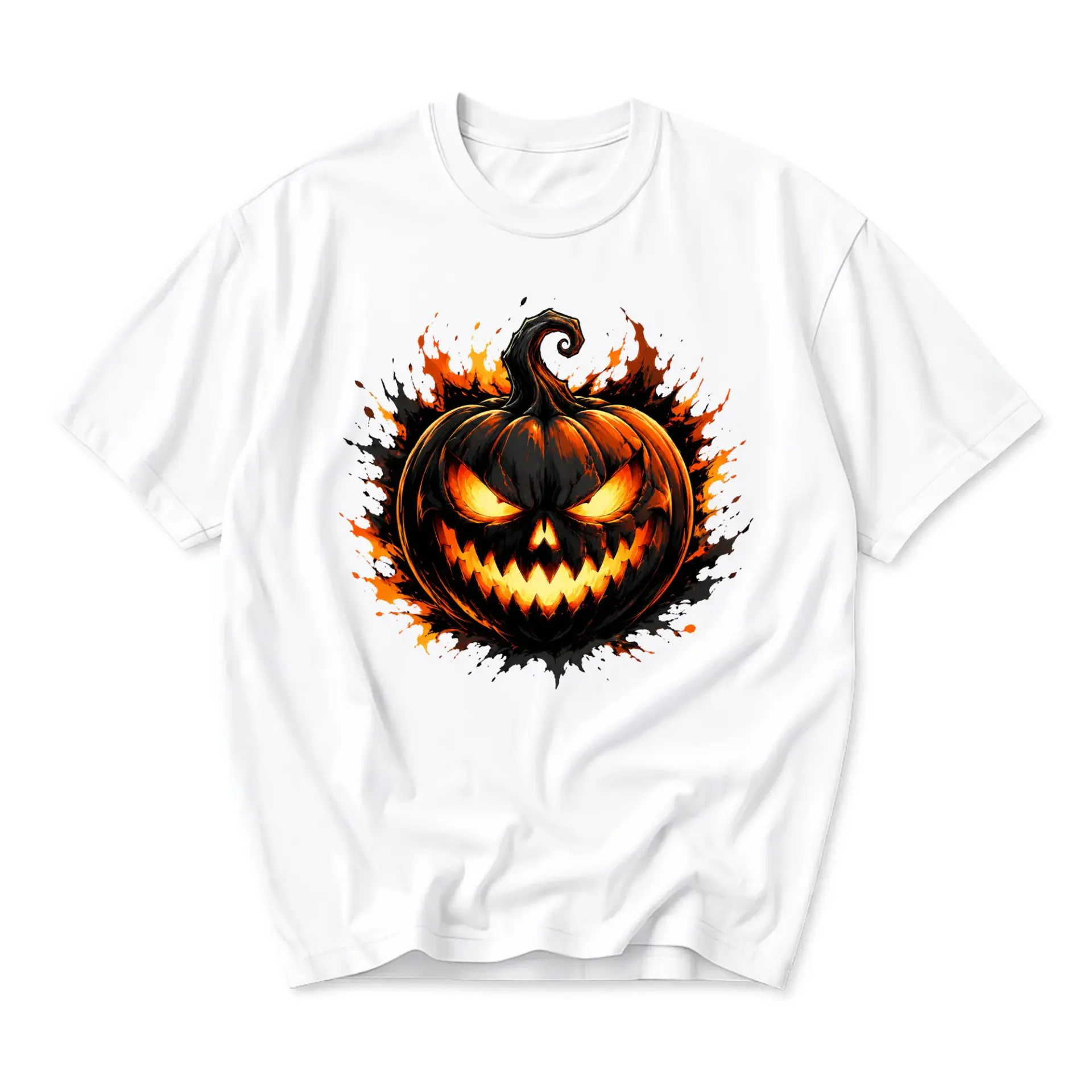 Graphic Tee Unisex Halloween Pumpkin Print T-Shirt Spooky Seasonal Apparel for Casual Everyday Wear and Gift Giving