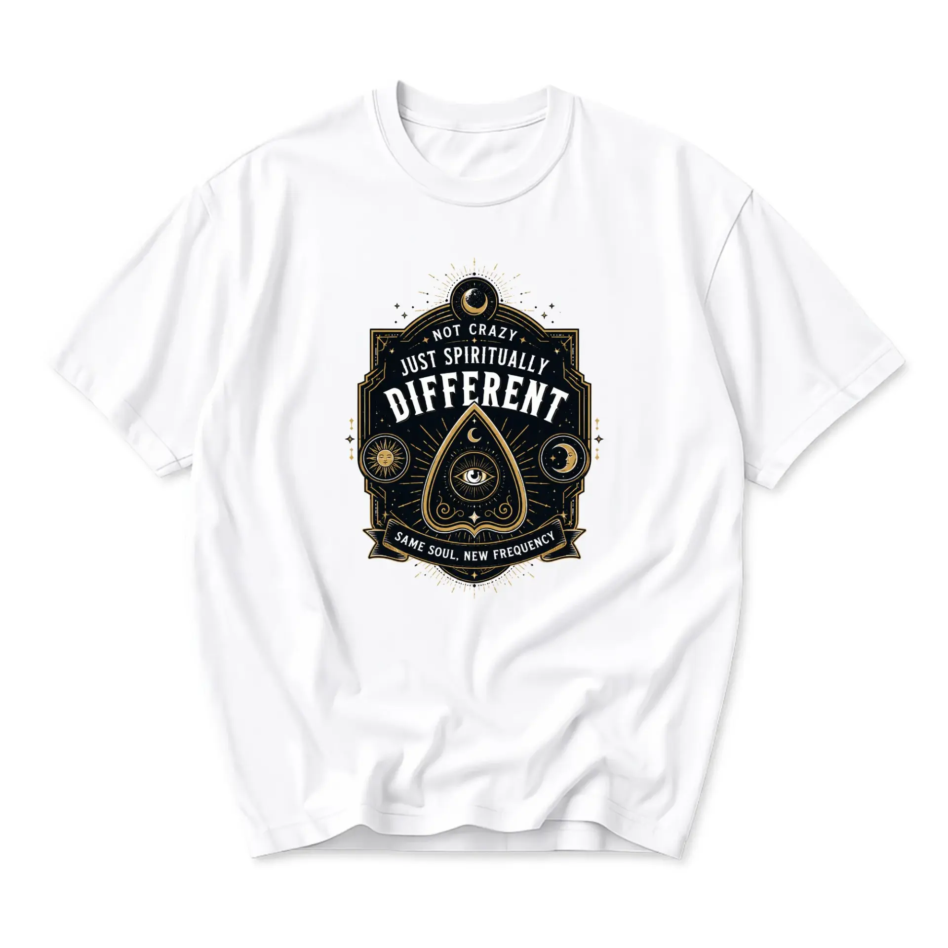 Graphic Tee Not Crazy Just Spiritually Different Occult Celestial Unisex Cotton Blend Crew Neck Short Sleeve Shirt