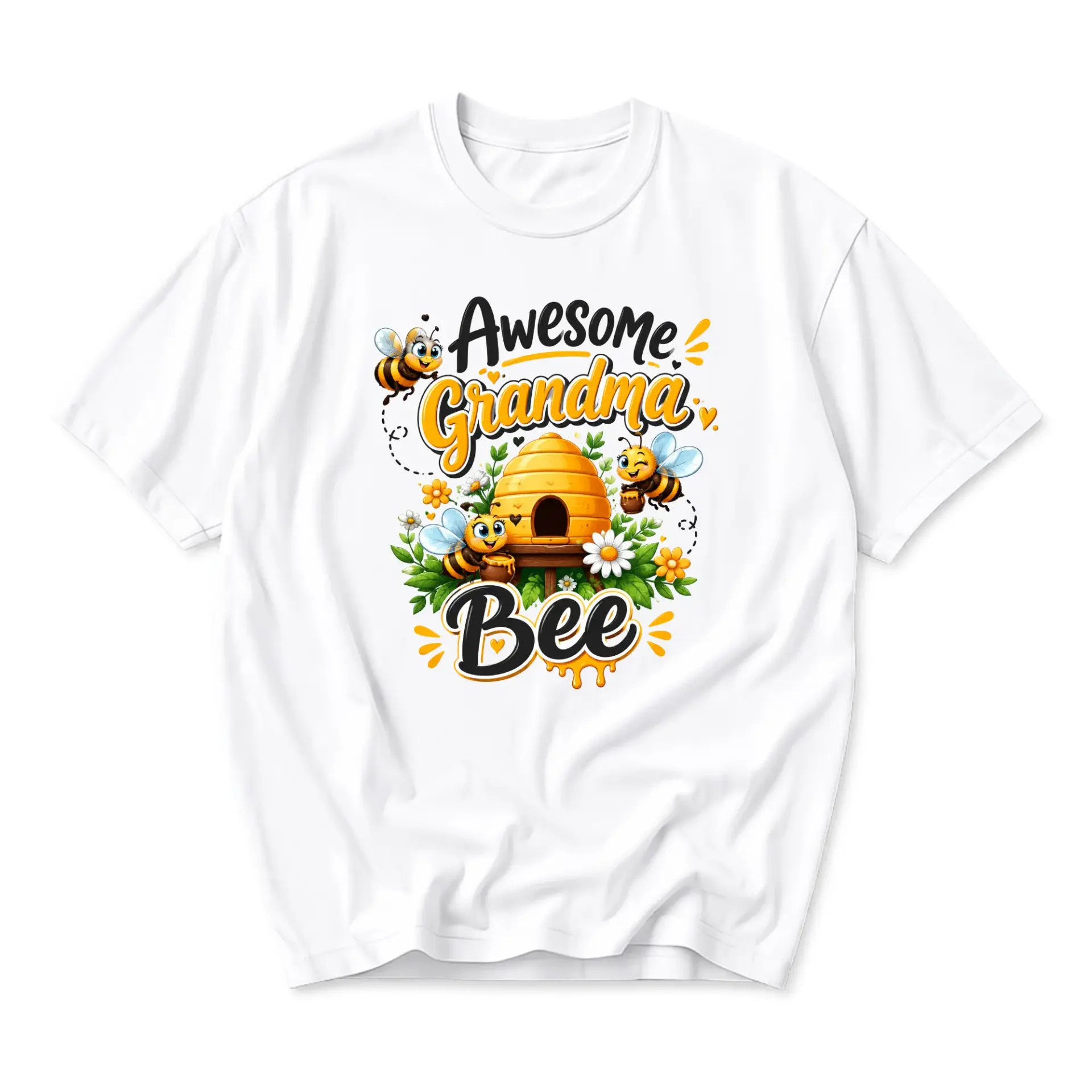 Funny Shirt Awesome Grandma Bee Graphic Tee Unisex Crew Neck Comfortable