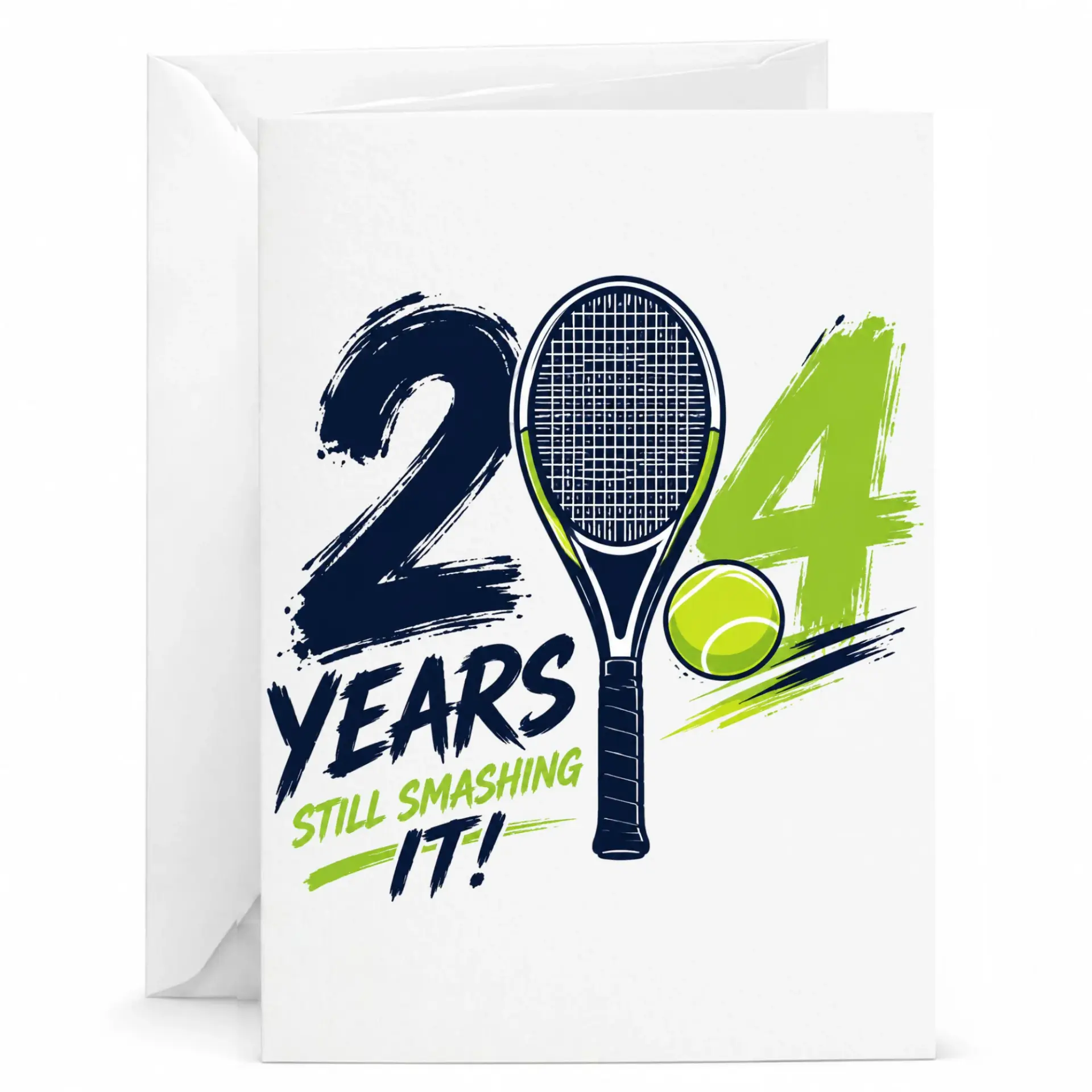 Funny Greeting Card 24 Years Still Smashing It Tennis Theme Anniversary Birthday Celebration Professional Cardstock