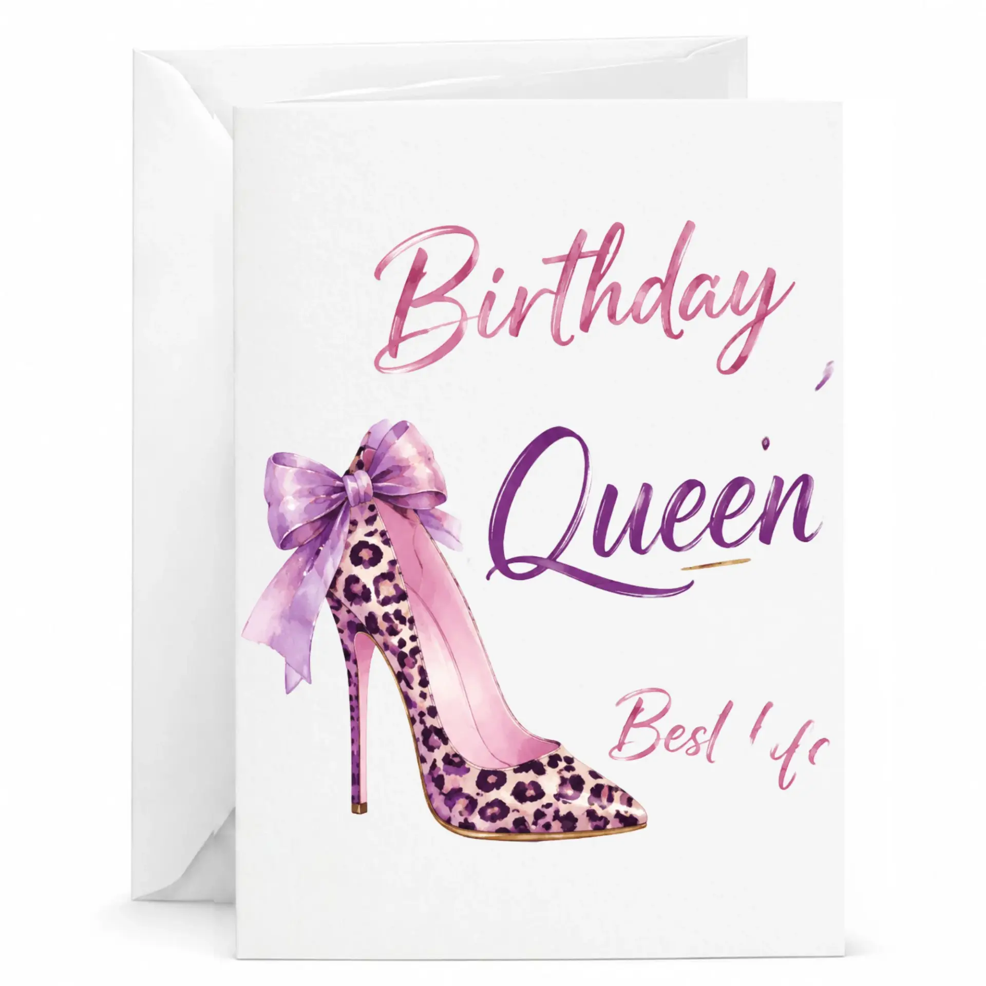 Birthday Card Featuring Leopard Print Stiletto Heel Design Elegant Fashionable Greeting Card for Special Celebrations