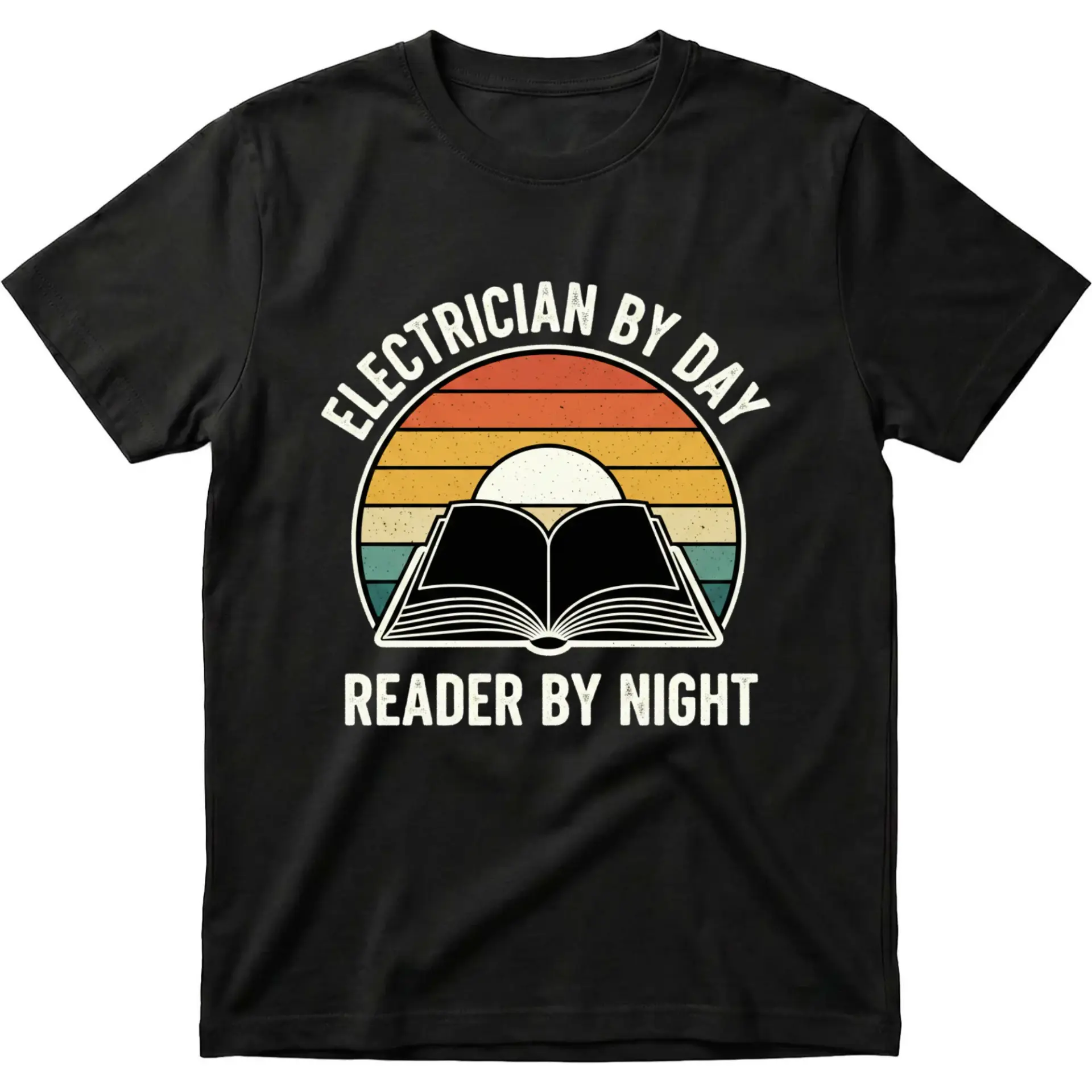 Graphic Tee Electrician by Day Reader by Night Vintage Style Unisex Crew Neck Casual Cotton Blend Short Sleeve Shirt