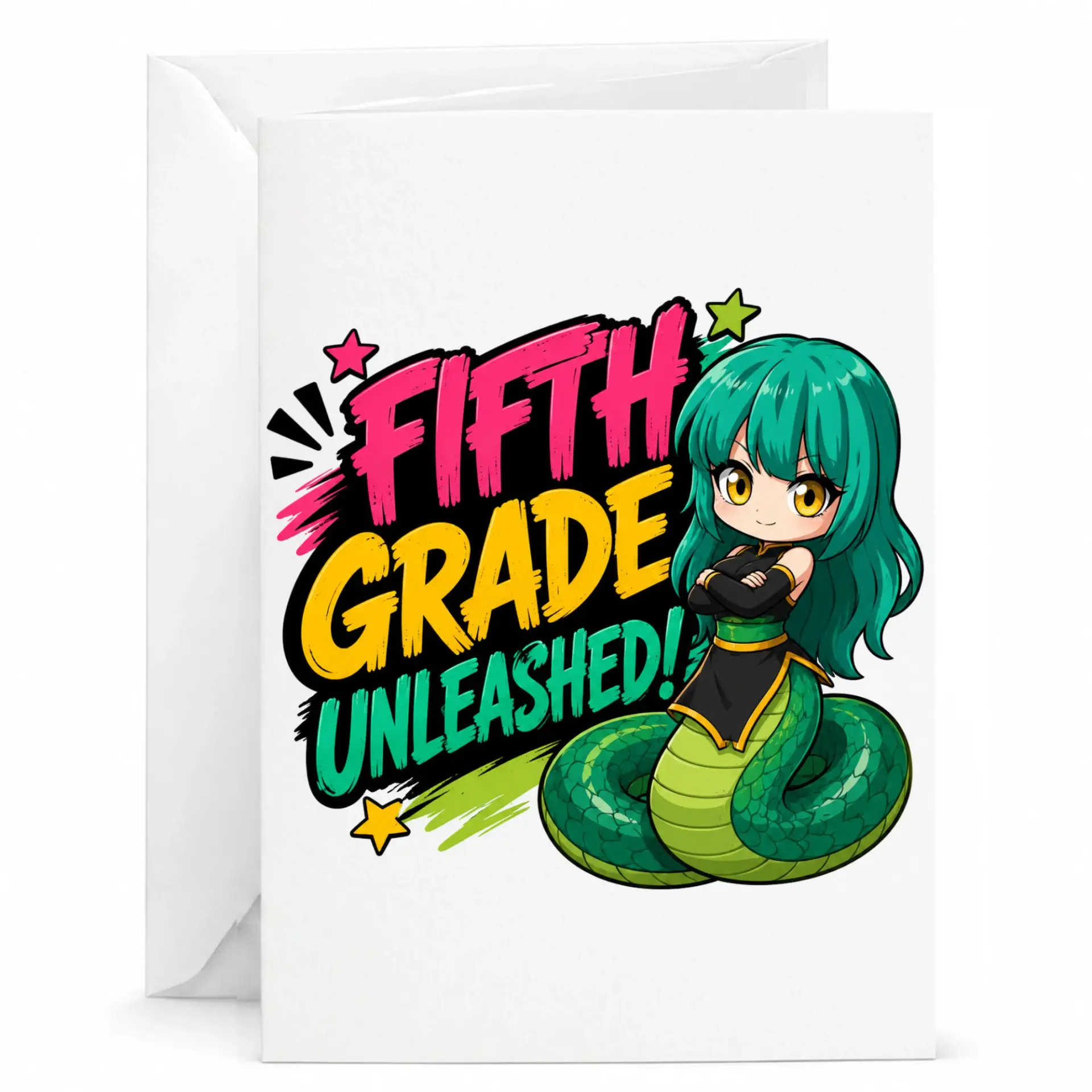 Greeting Card Fifth Anime Style Character Design Printed Stationery Folded