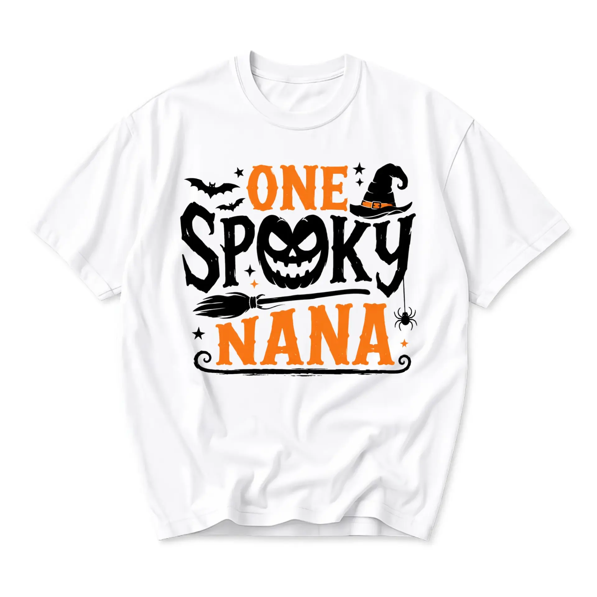 T-shirt One Spooky Nana Graphic Tee Halloween Themed Unisex Crew Neck Short Sleeve Cotton Blend Casual Holiday Top