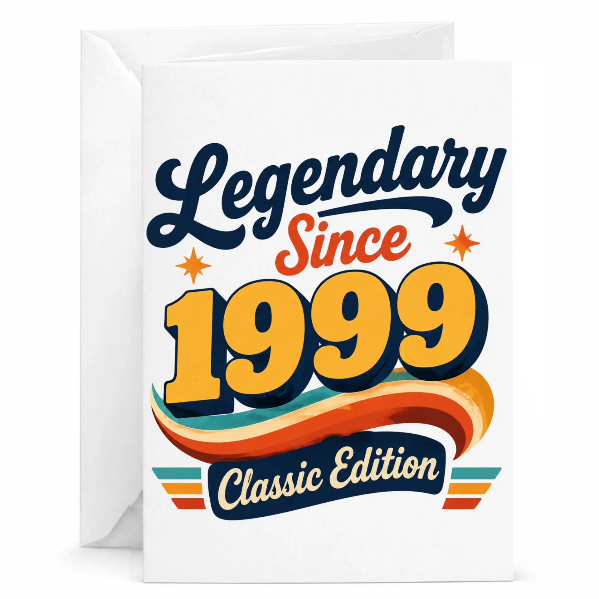 Birthday Card Legendary Since 1999 Classic Edition Retro Vintage Style Greeting Card for Milestone Celebration