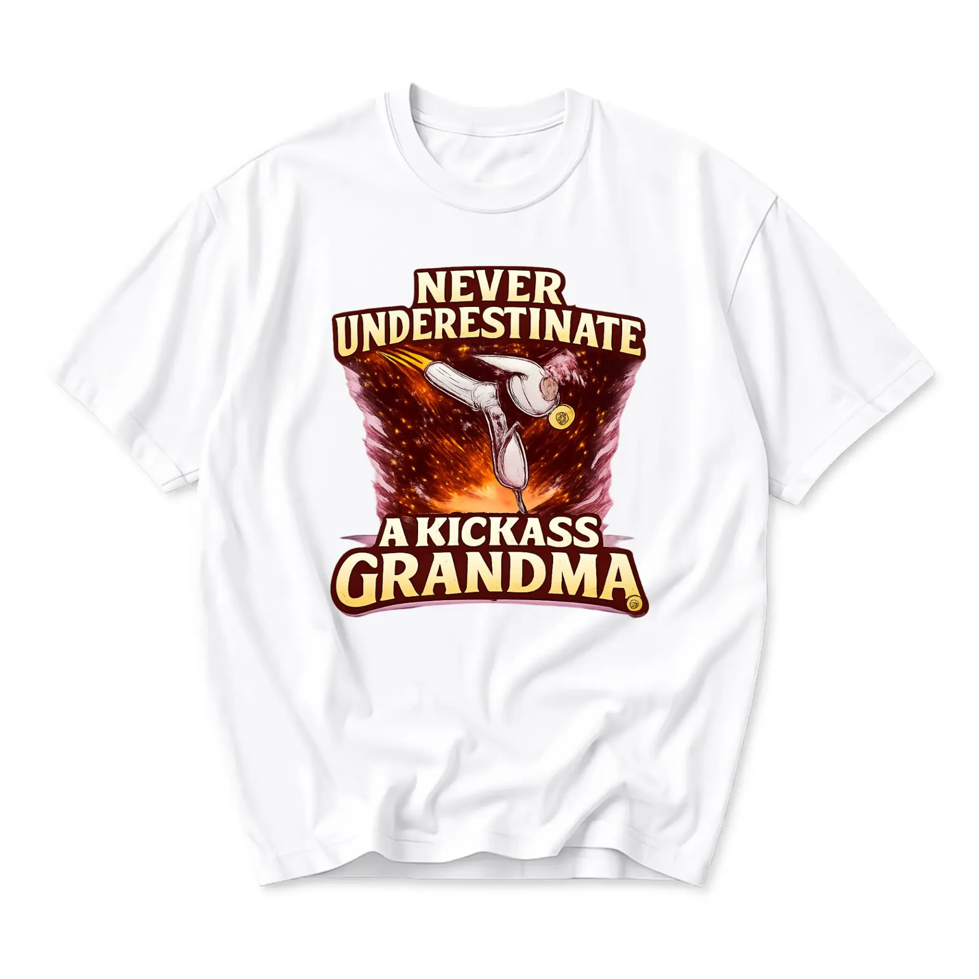 Funny Shirt Never Underestimate a Kickass Grandma Graphic Tee Casual Unisex