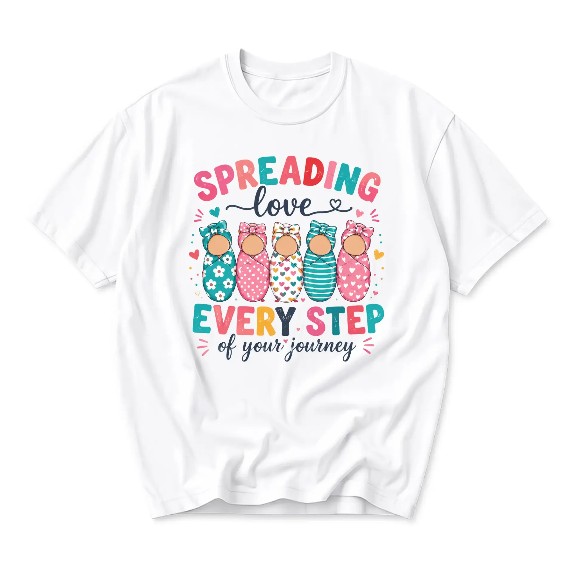 Graphic Tee Spreading Love Every Step of Your Journey Unisex Casual Crew Neck T-Shirt for Everyday Comfort and Style