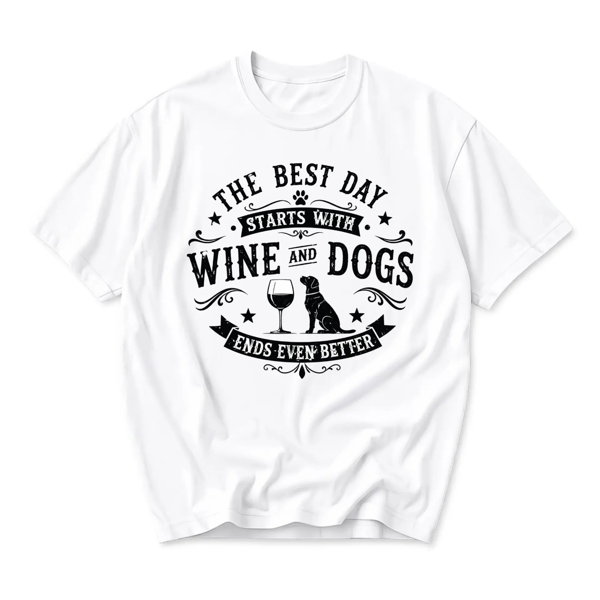 Funny Shirt the Best Day Starts with Wine and Graphic Tee Unisex Casual