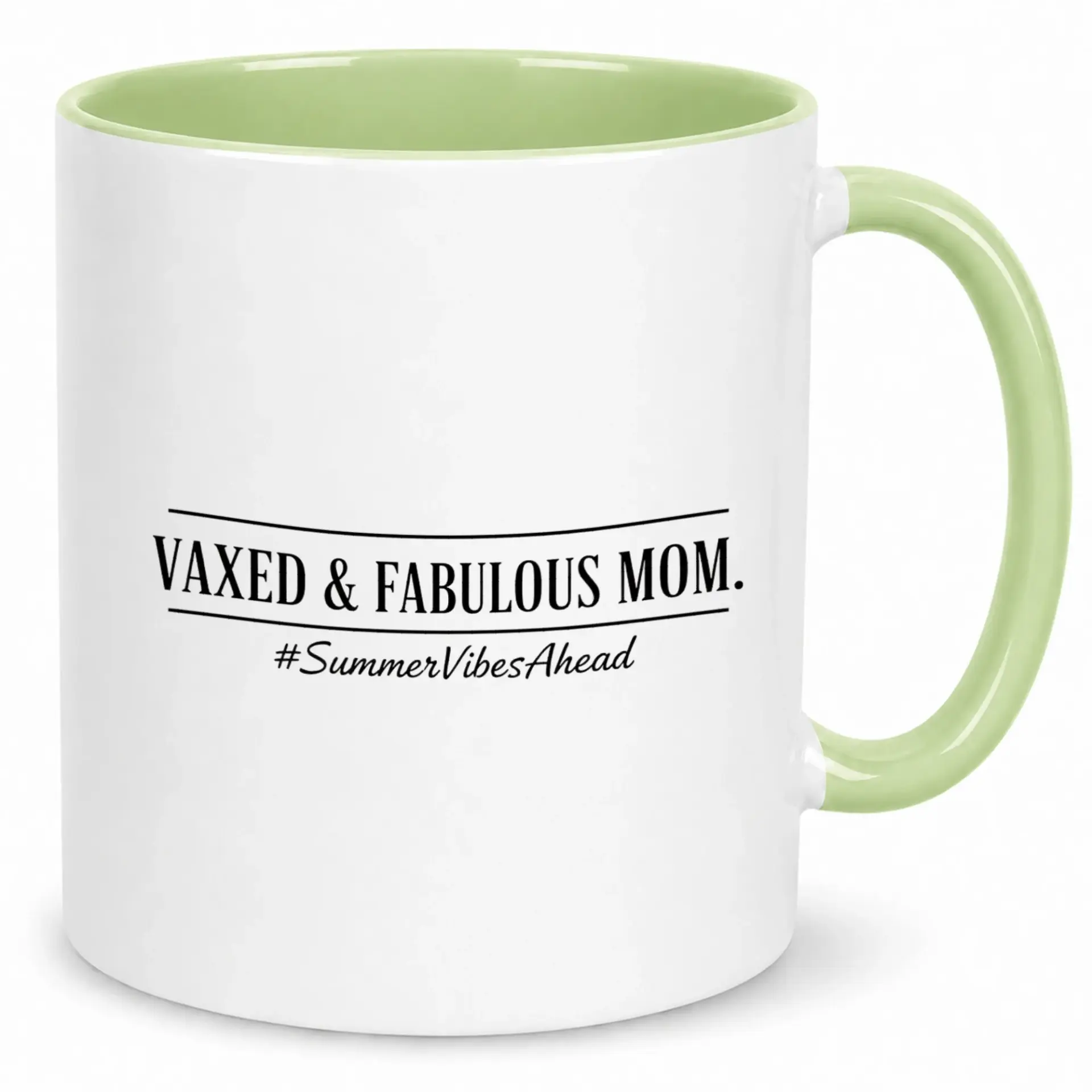 Funny Coffee Mug for Moms, Vaxed & Fabulous Mom Summer Vibes Ahead Ceramic Drinkware Cup, Unique Gift for Women, Mother's Day, Birthday