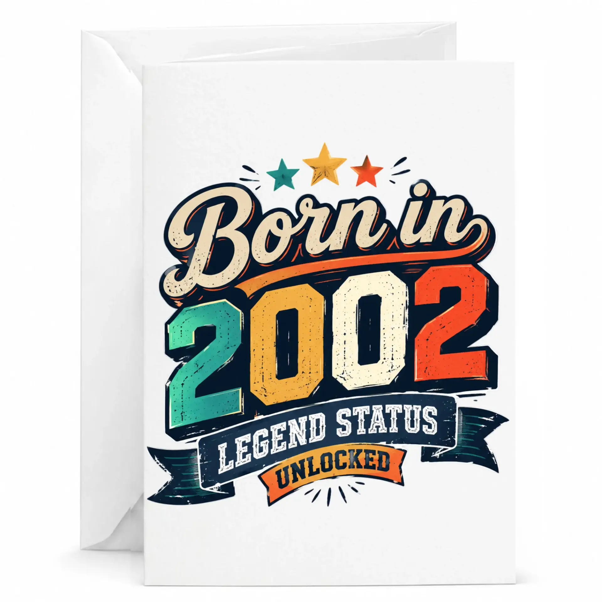 Birthday Card Born in 2002 Legend Status Unlocked Vintage Retro Style Funny Greeting Card for Milestone Celebration