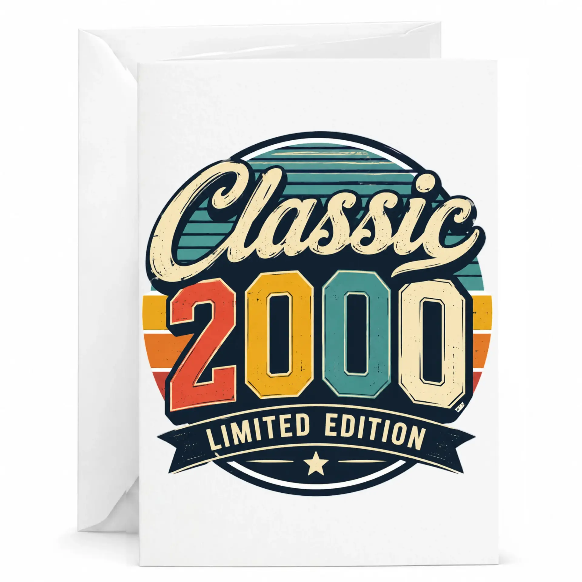Greeting Card for Milestone Birthday Classic 2000 Limited Edition Vintage Style Design Printed Stationery for Anniversary
