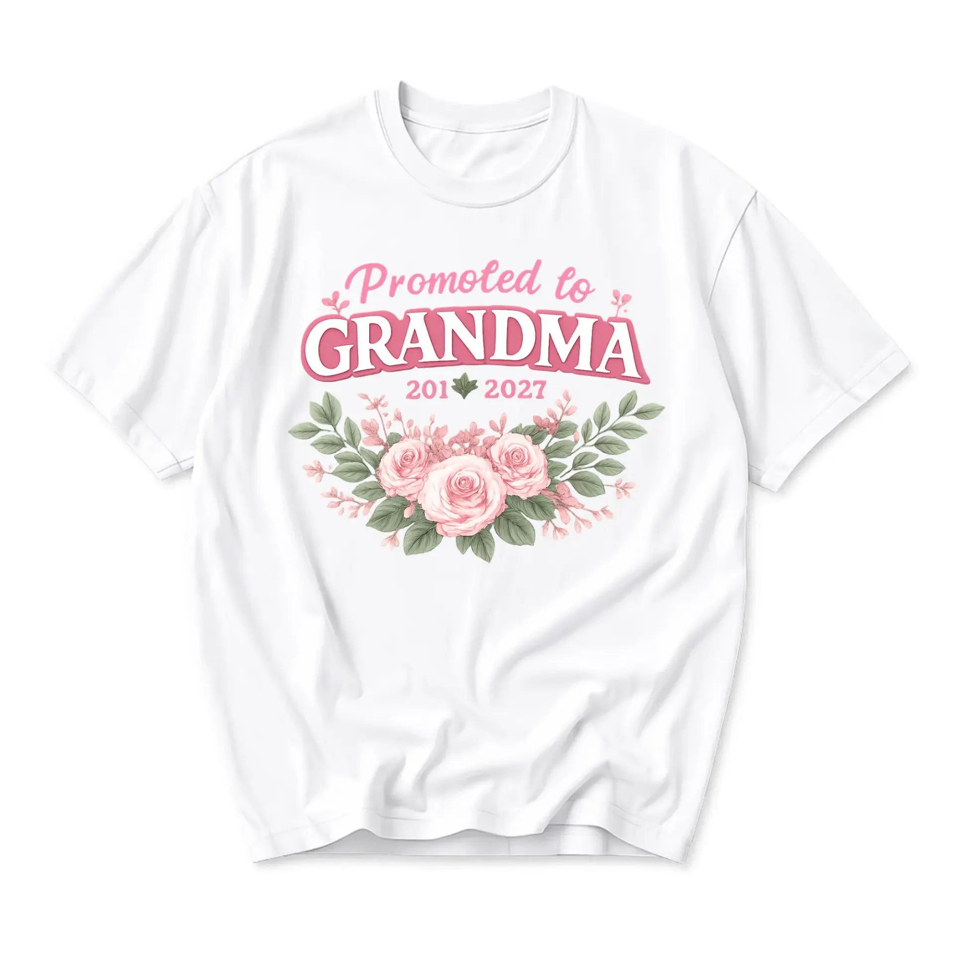 Graphic Tee Promoted to Grandma Floral T-Shirt Unisex Crew Neck Soft Cotton