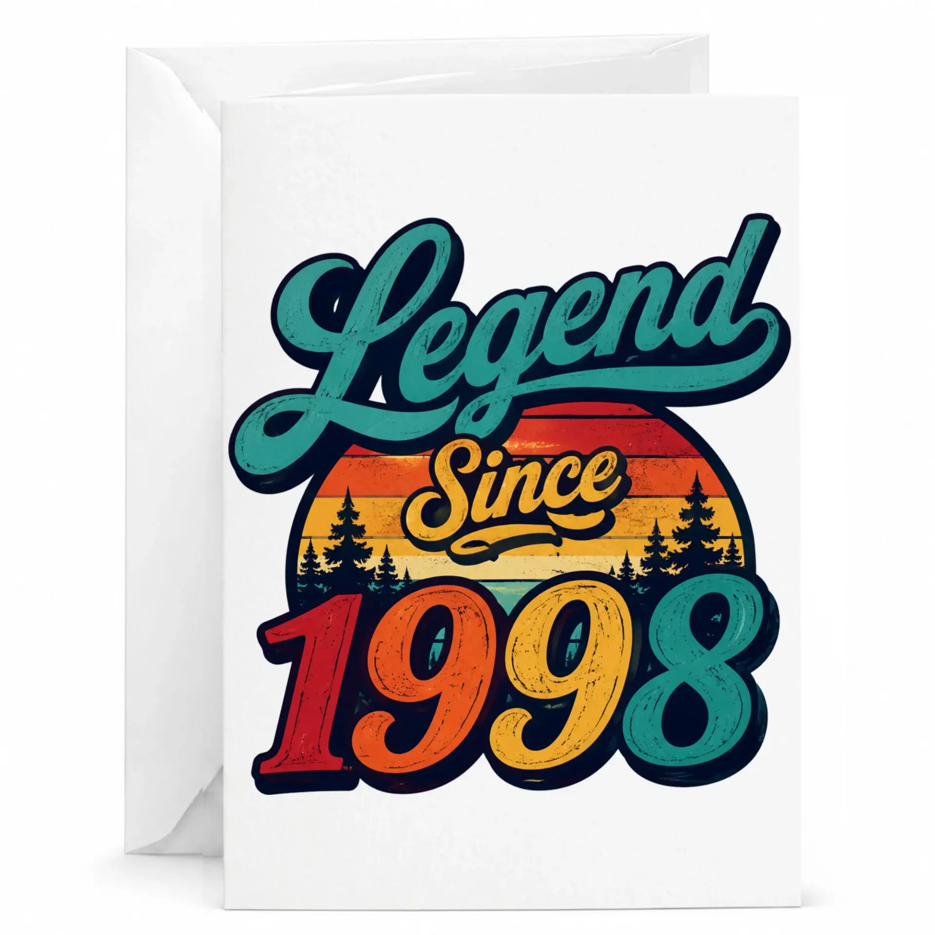 Greeting Card Legend Since 1998 Vintage Style Birthday Anniversary Celebration Stationary for Special Milestones
