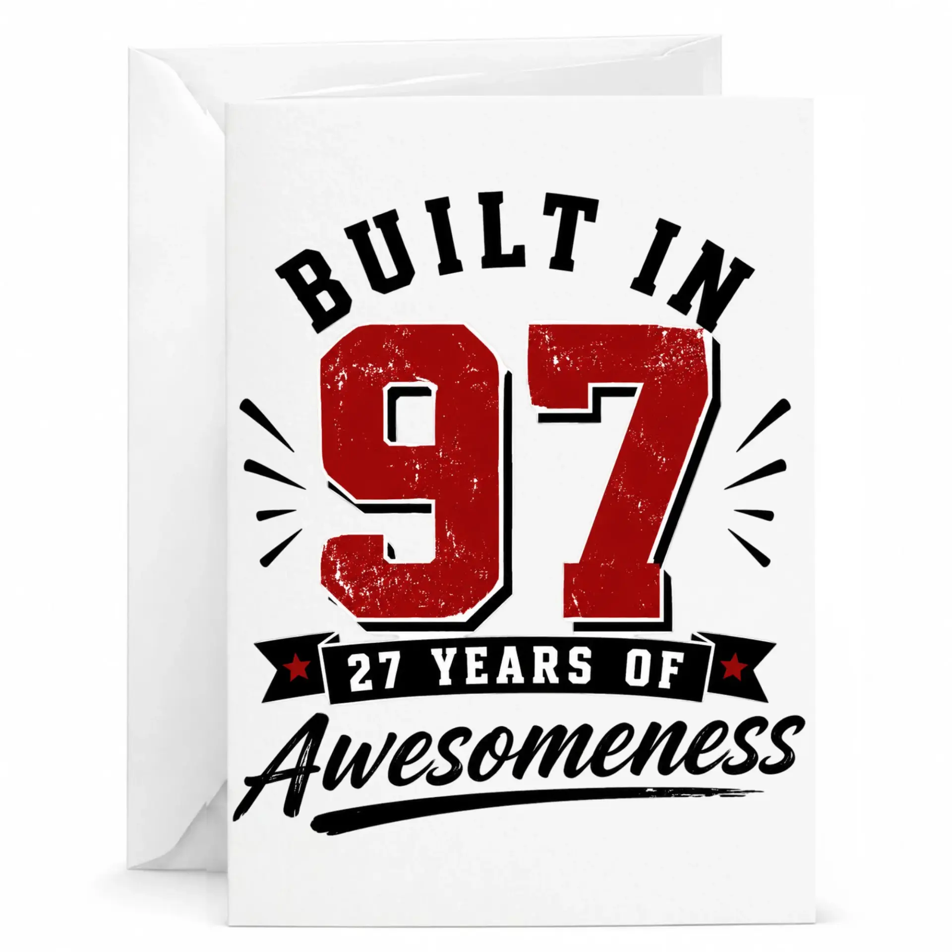 Birthday Card Built in 97 27 Years of Awesomeness Greeting Card for Milestone Birthday Anniversary Celebration