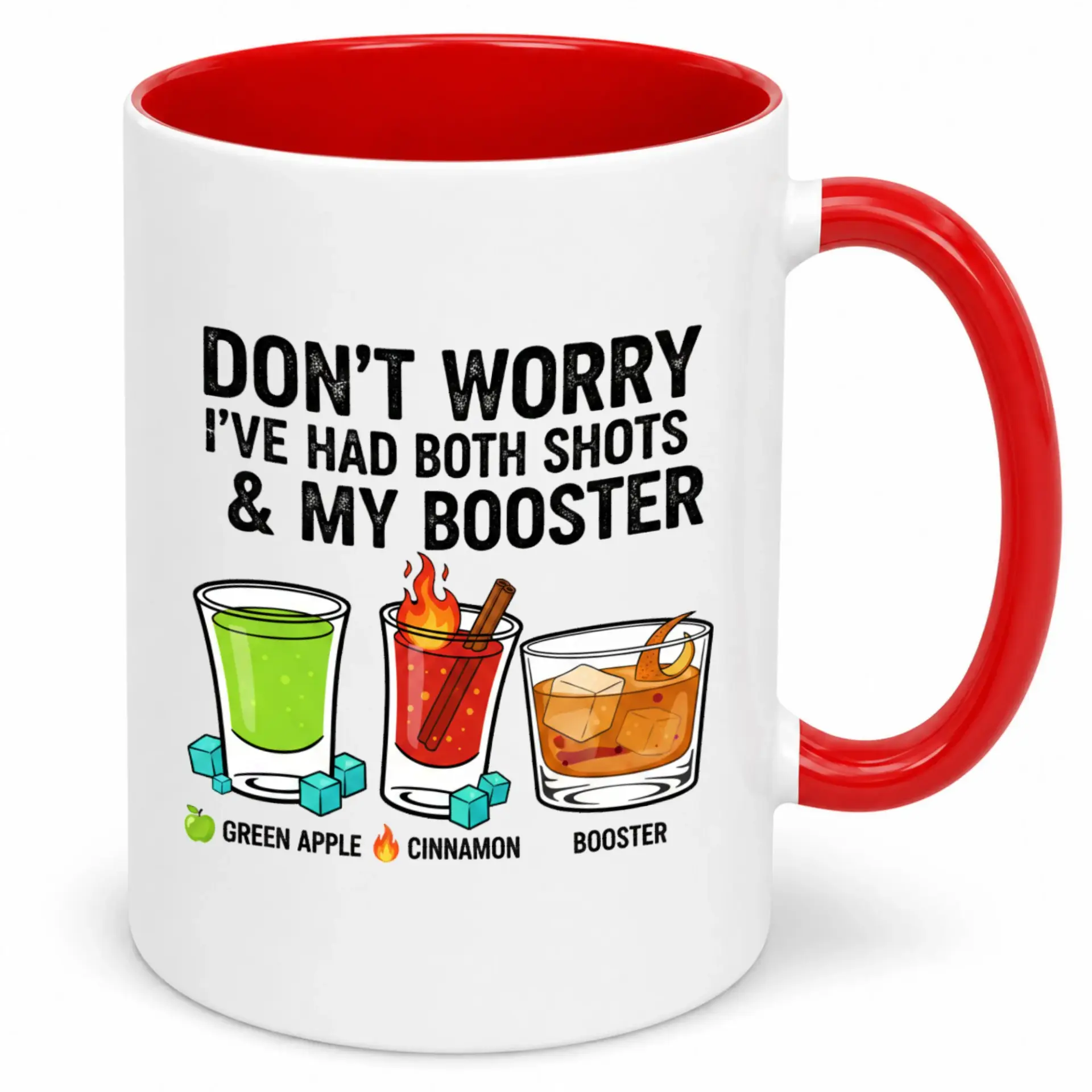 Funny Don't Worry I've Had Both Shots & My Booster Ceramic Coffee Mug Humorous Drink Design Novelty Beverage Cup 11 Oz or 15 Oz
