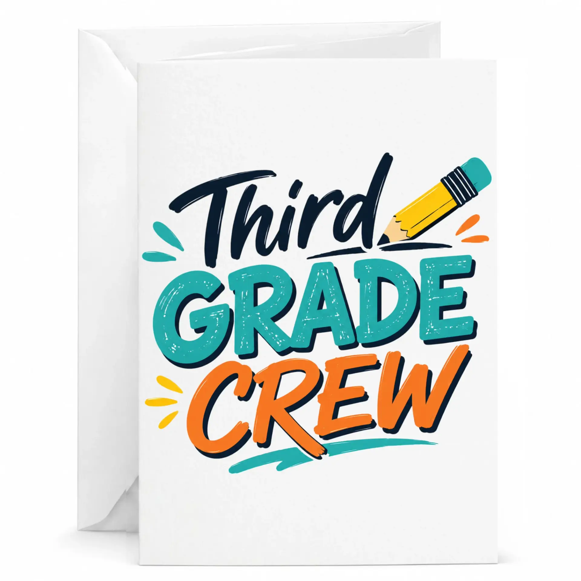 Greeting Card Third Crew Fun Typography Stationery Note for Academic and Milestone Celebrations 5x7 Inches