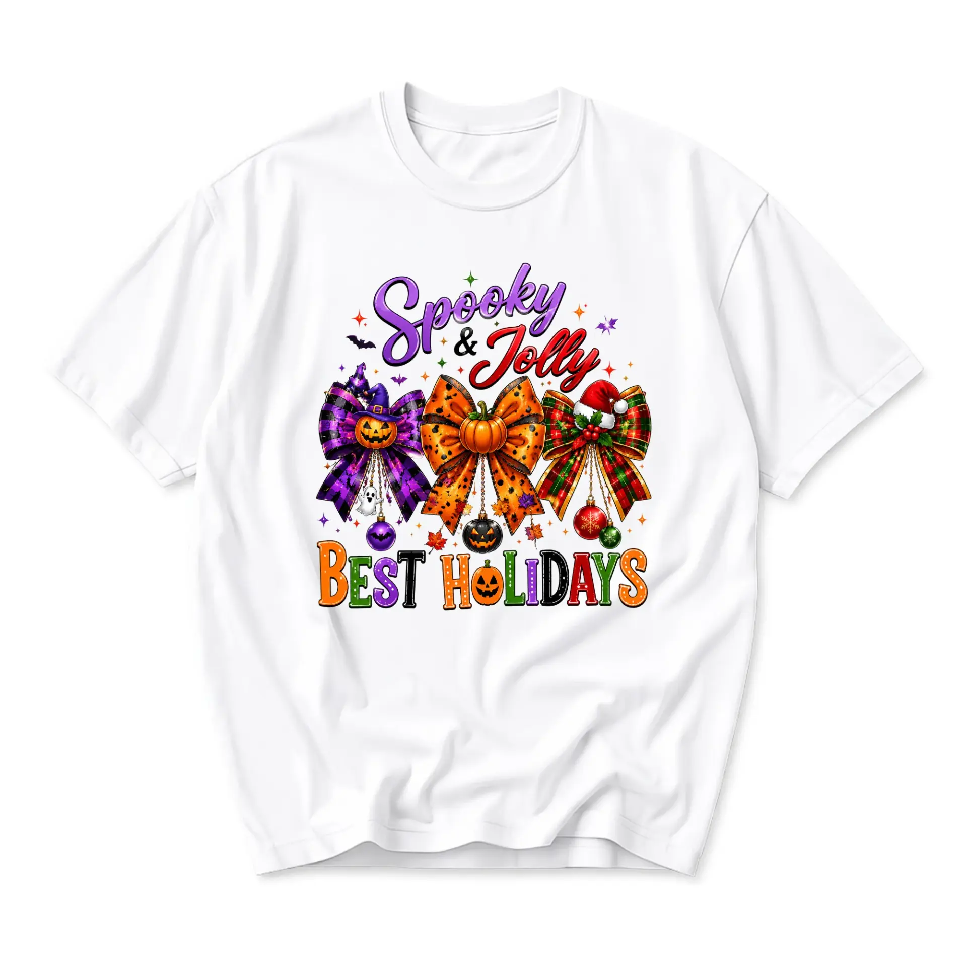 Graphic Tee Spooky and Jolly Best Holidays Seasonal Print Shirt for Casual Wear and Festive Style Fashion Apparel