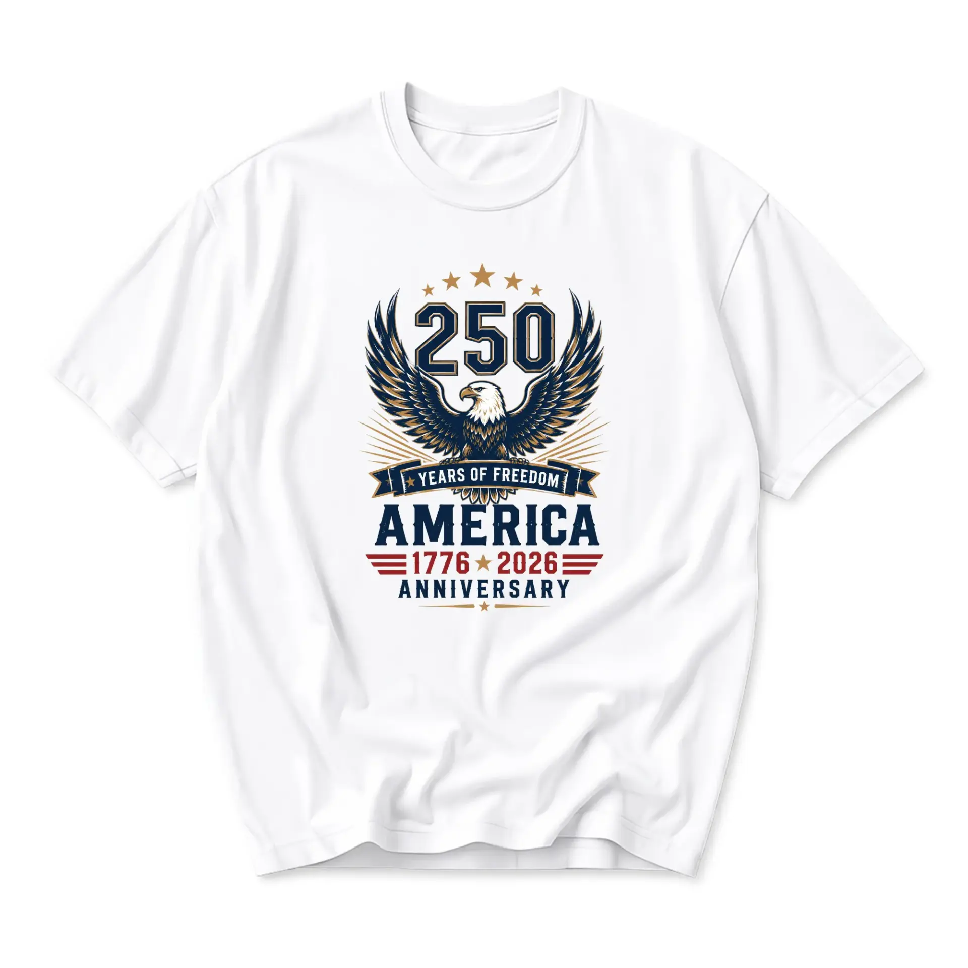 T-shirt America 250 Years of Freedom Graphic Tee 1776 2026 Anniversary Unisex Crew Neck Casual Everyday Wear Top