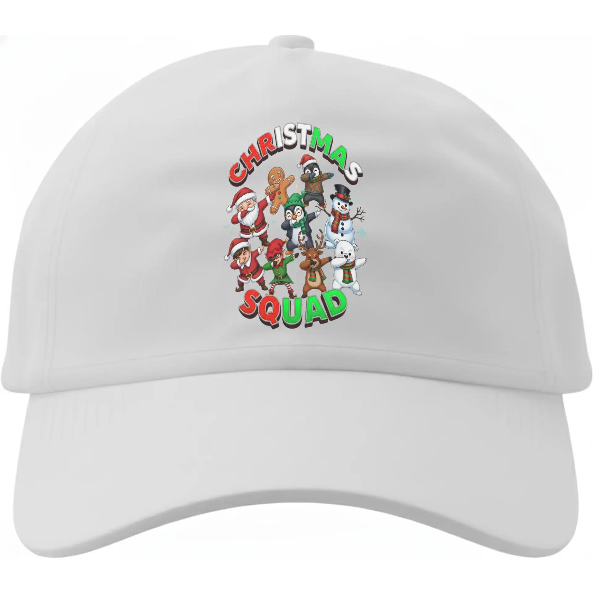 Christmas Squad Graphic Baseball Cap, Festive Holiday Dad Hat, Cotton Blend Unisex Headwear with Adjustable Back Strap