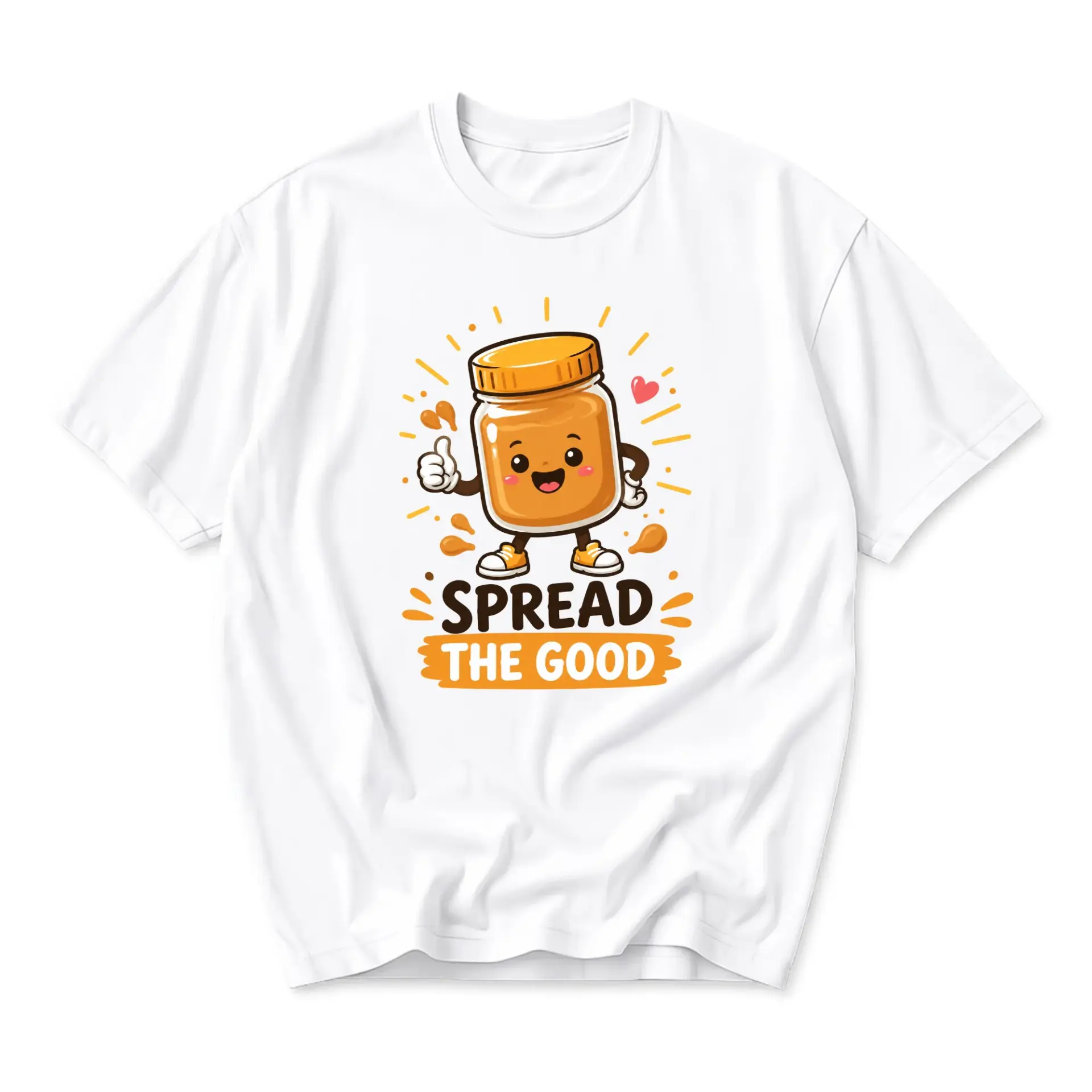 Funny Shirt Spread the Good Graphic Tee Cute Jar Cartoon Illustration Unisex Casual Crew Neck Comfortable Cotton Top