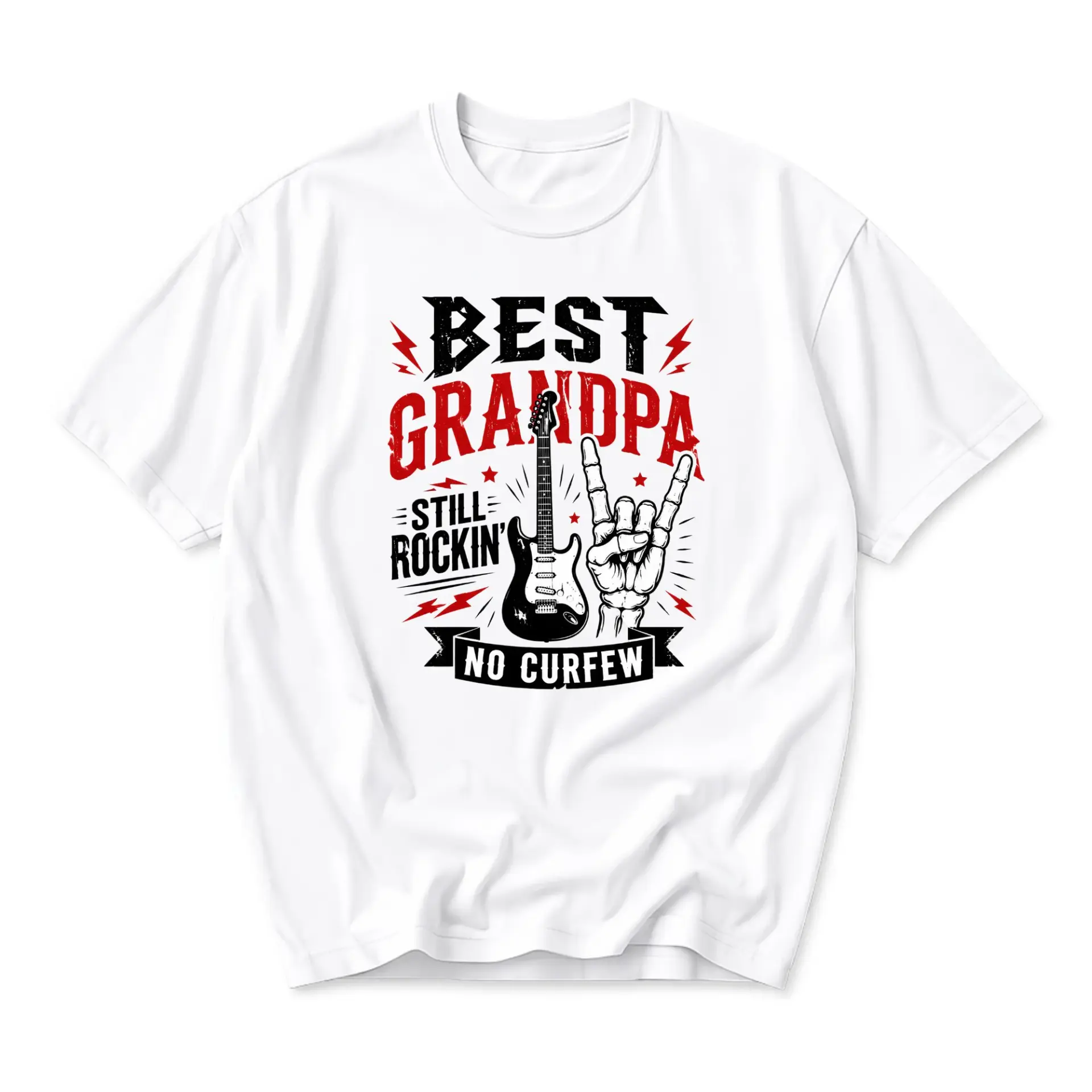 Funny Shirt Best Grandpa Still No Curfew Music Themed Graphic Tee Casual