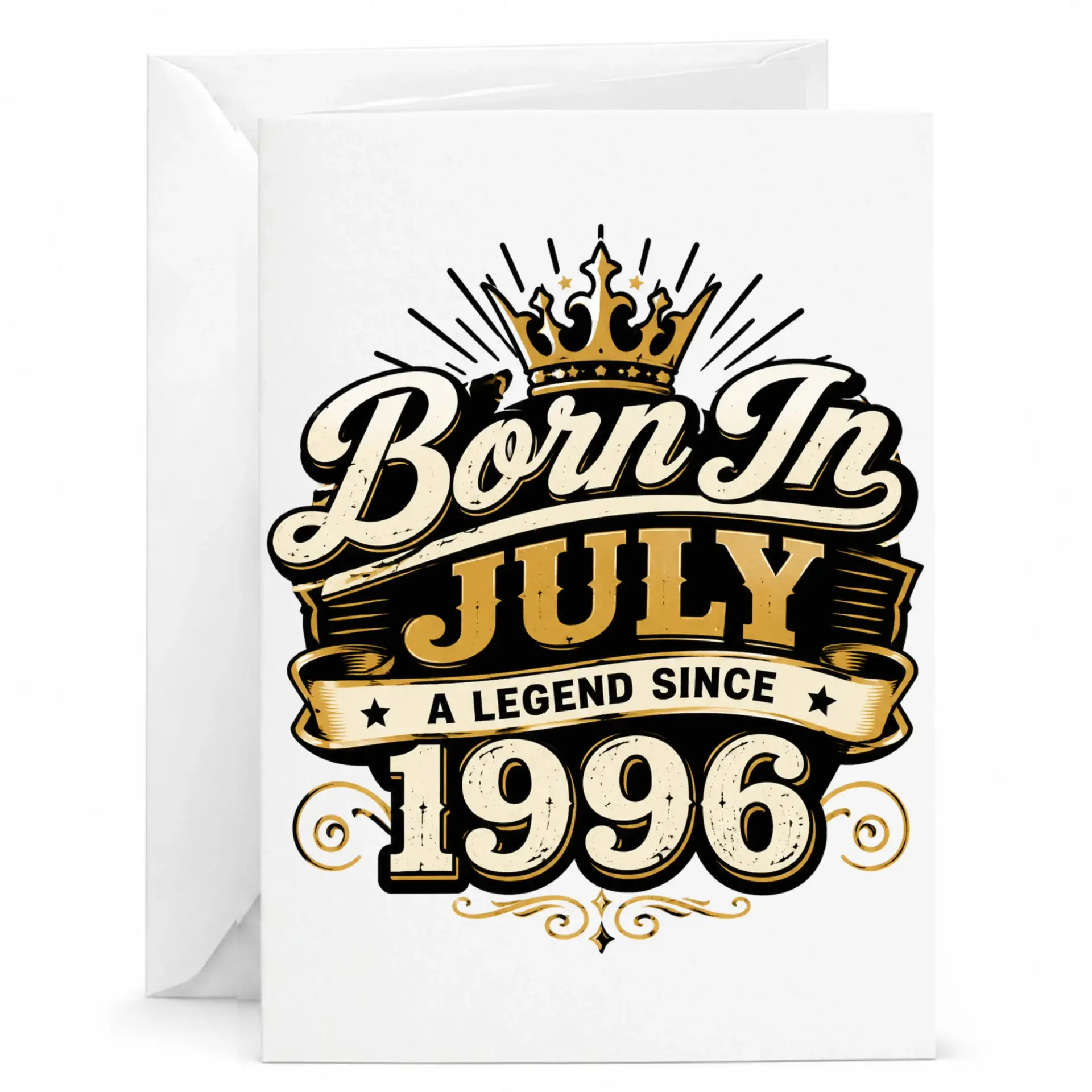 Birthday Card Born in July a Legend Since 1996 Graphic Greeting Card for Milestone Celebrations 5x7 Inches Folded