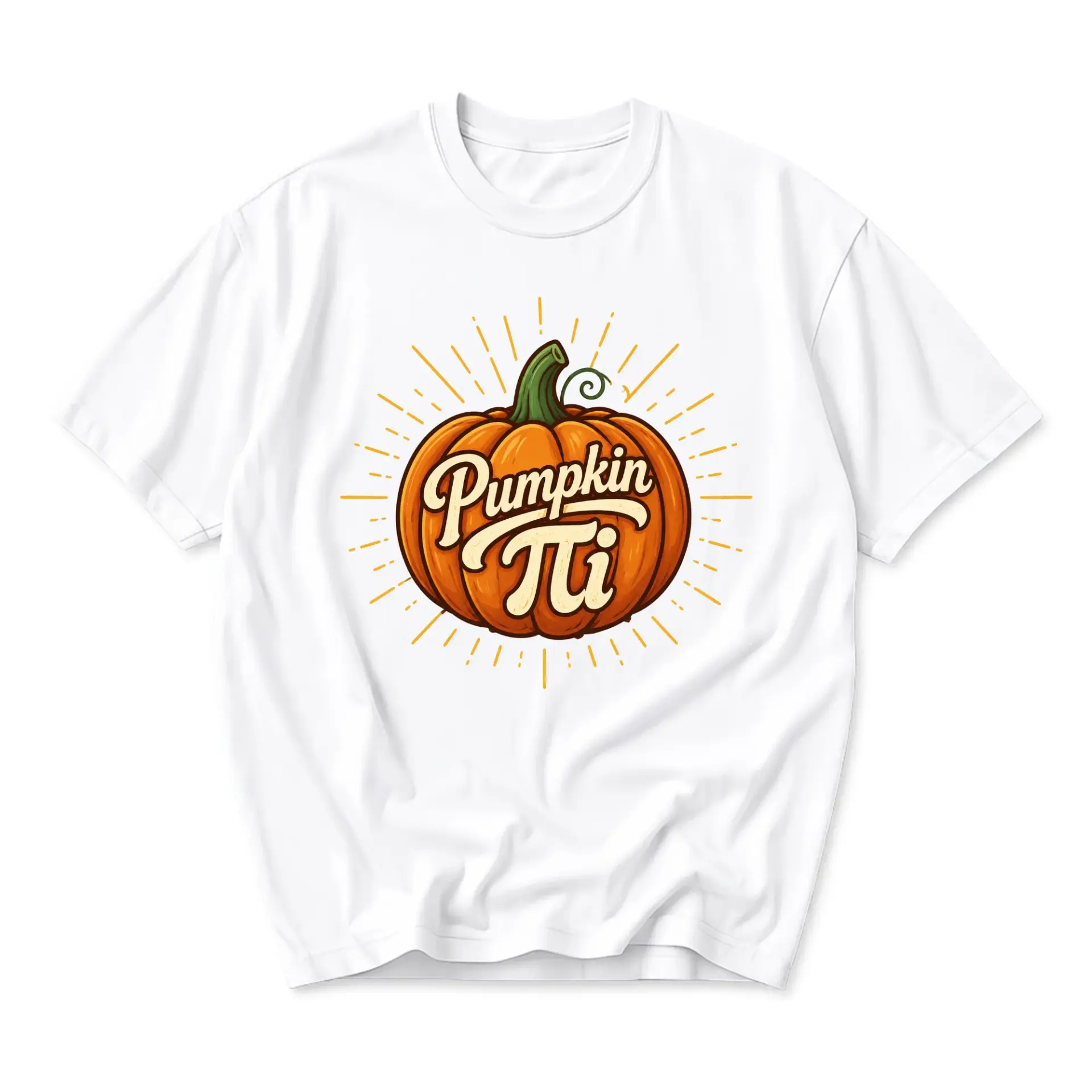 Funny Shirt Pumpkin Pi Graphic Tee Unisex Crew Neck Casual Cotton Blend Short Sleeve Autumn Mathematical Pun Apparel