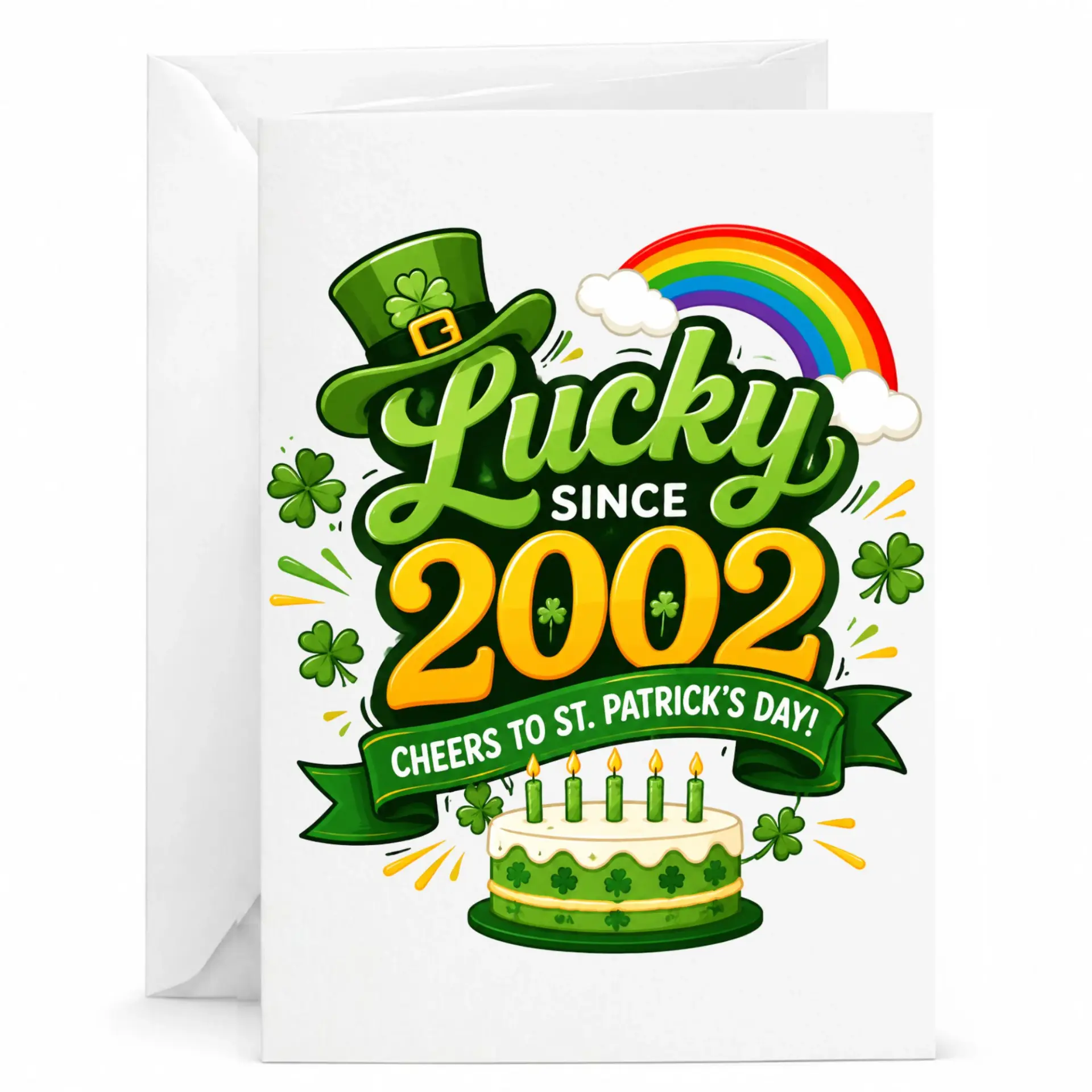 Birthday Greeting Card Lucky Since 2002 Festive St Patricks Day Theme Party Celebration Card for Milestone Birthday