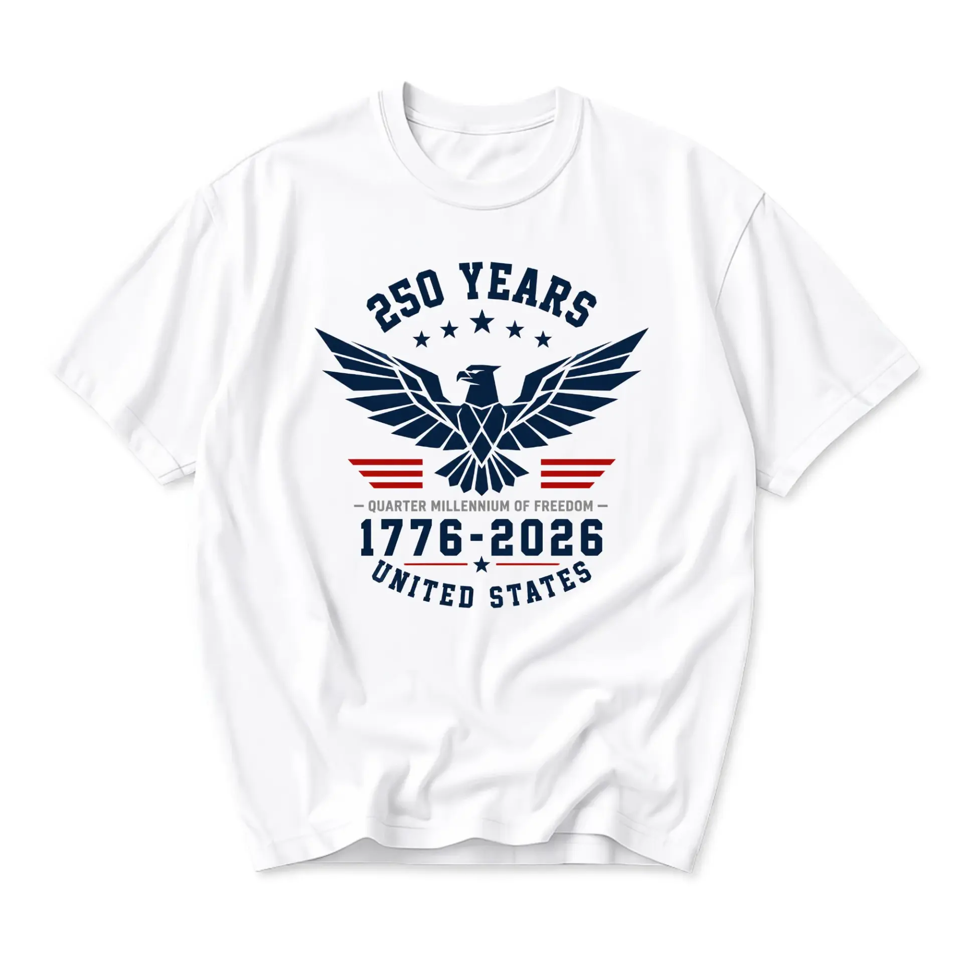 T-shirt 250 Years Quarter Millennium Anniversary Graphic Tee Patriotic Eagle Design Casual Unisex Crew Neck Shirt