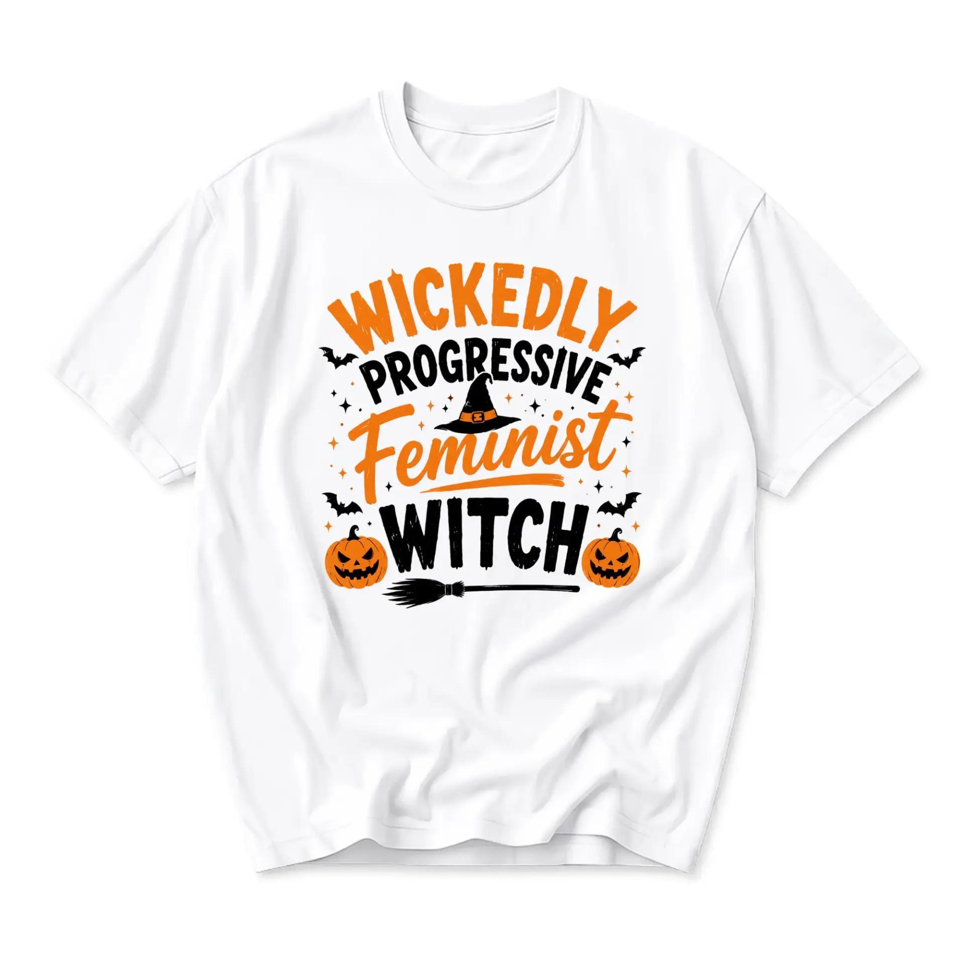 Graphic Tee Wicked Progressive Feminist Witch Halloween Shirt Casual Unisex Crew Neck Short Sleeve Cotton Blend Top