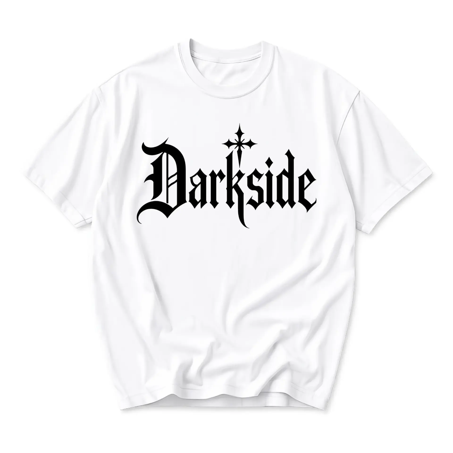 Graphic Tee Darkside Gothic Lettering Print Unisex Crew Neck Casual Everyday Wear Soft Comfortable Cotton Blend Shirt