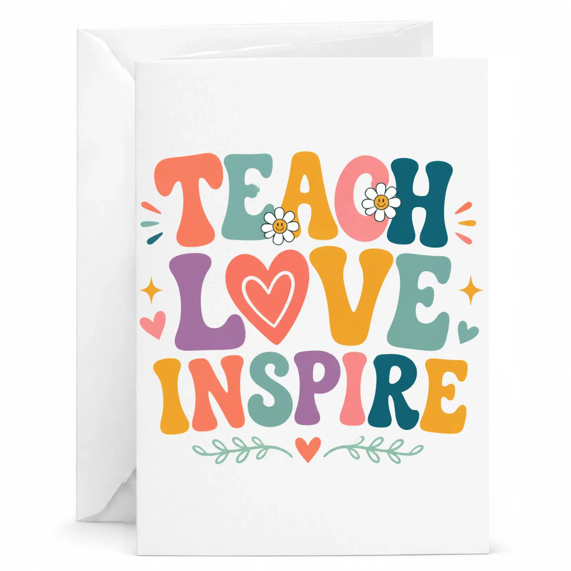 Personalized Greeting Card Teach Love Retro Colorful Typography