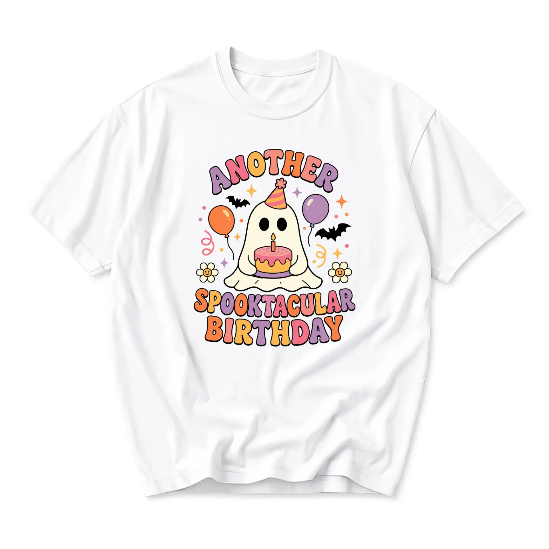 Graphic Tee Another Spooktacular Birthday Ghost Shirt Fun Retro Halloween Party Apparel Unisex Crew Neck Casual Wear
