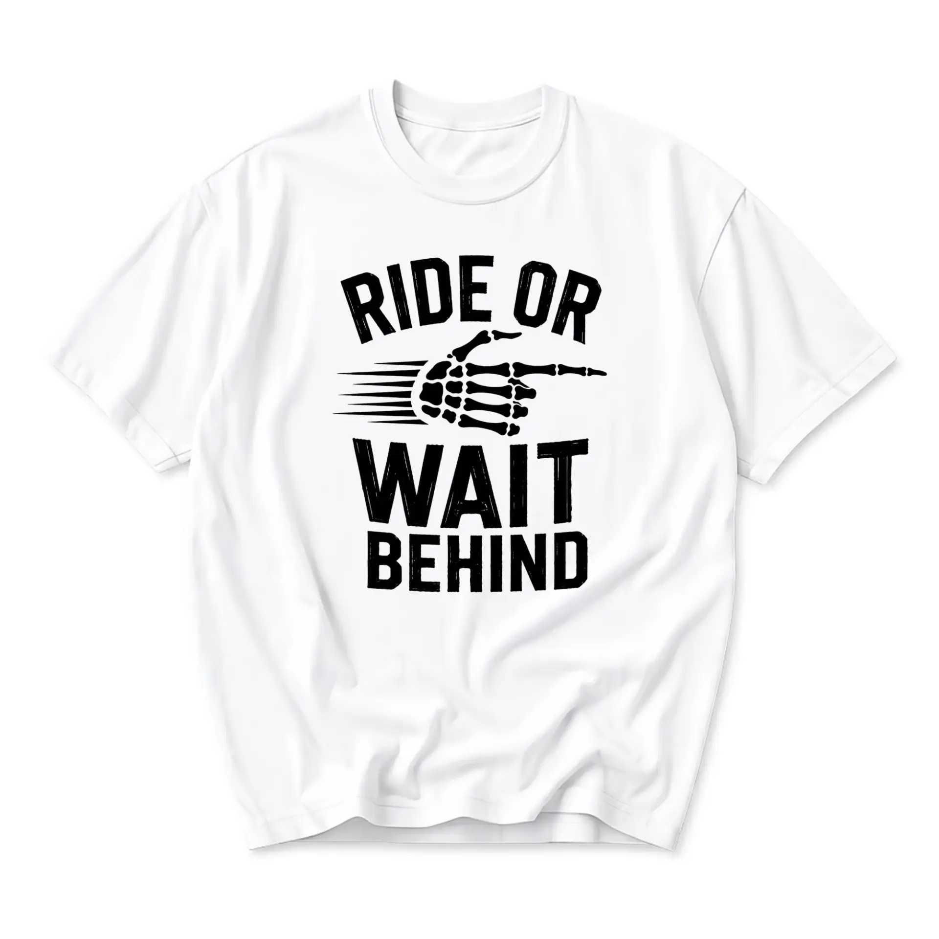 Funny Shirt Ride or Wait Behind Graphic Tee Unisex Casual Crew Neck Top for Motorcycle Enthusiasts and Adventure Lovers