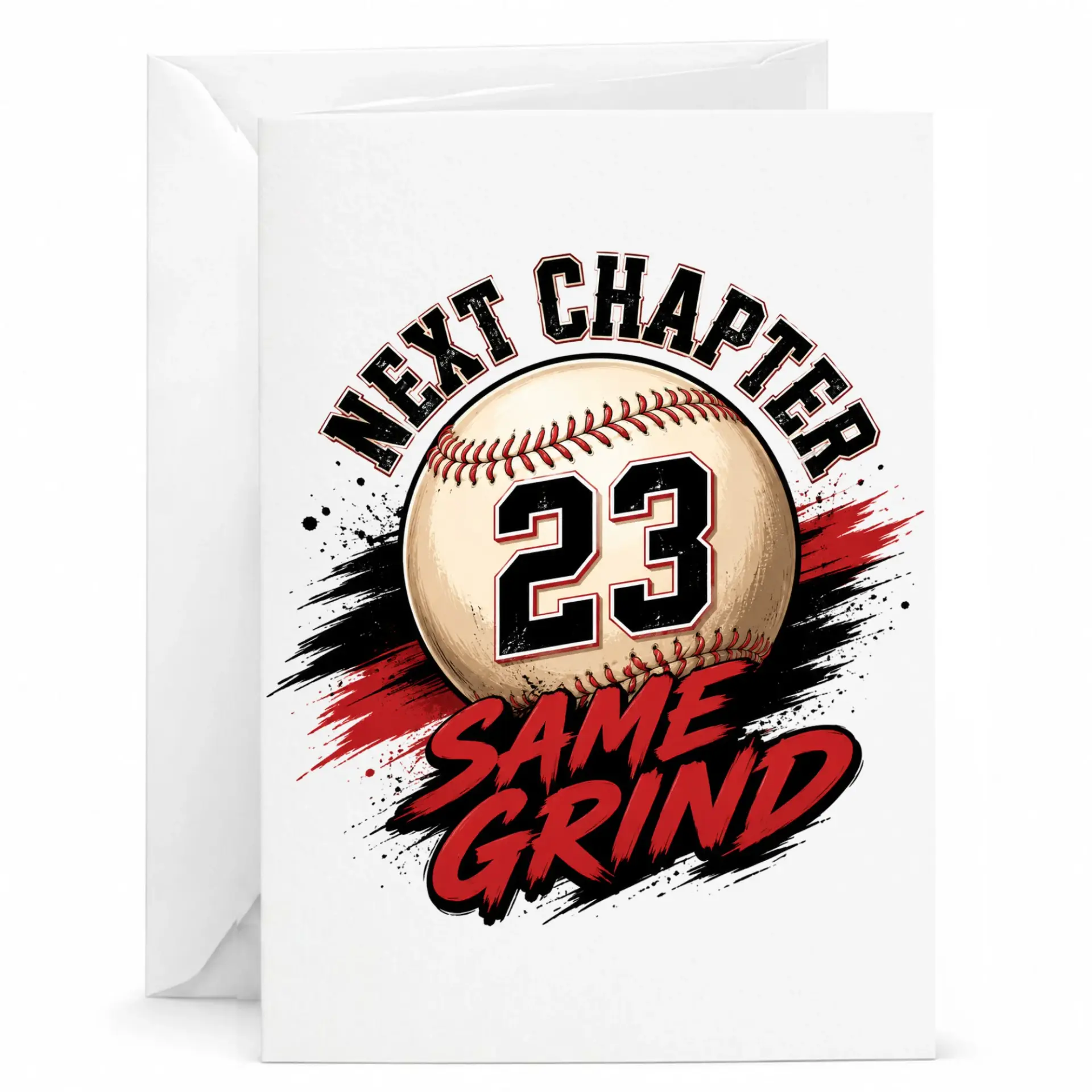 Greeting Card Next Chapter 23 Same Grind Baseball Design for Sports Enthusiasts and Graduation Celebrations