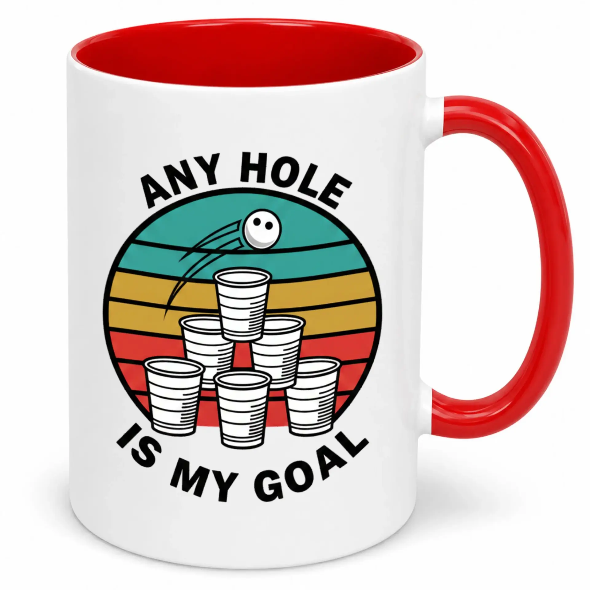 Funny Beer Pong Theme Ceramic Coffee Mug for Party Game Enthusiasts - 11oz or 15oz White Glossy Finish Drinkware with Comfortable Handle