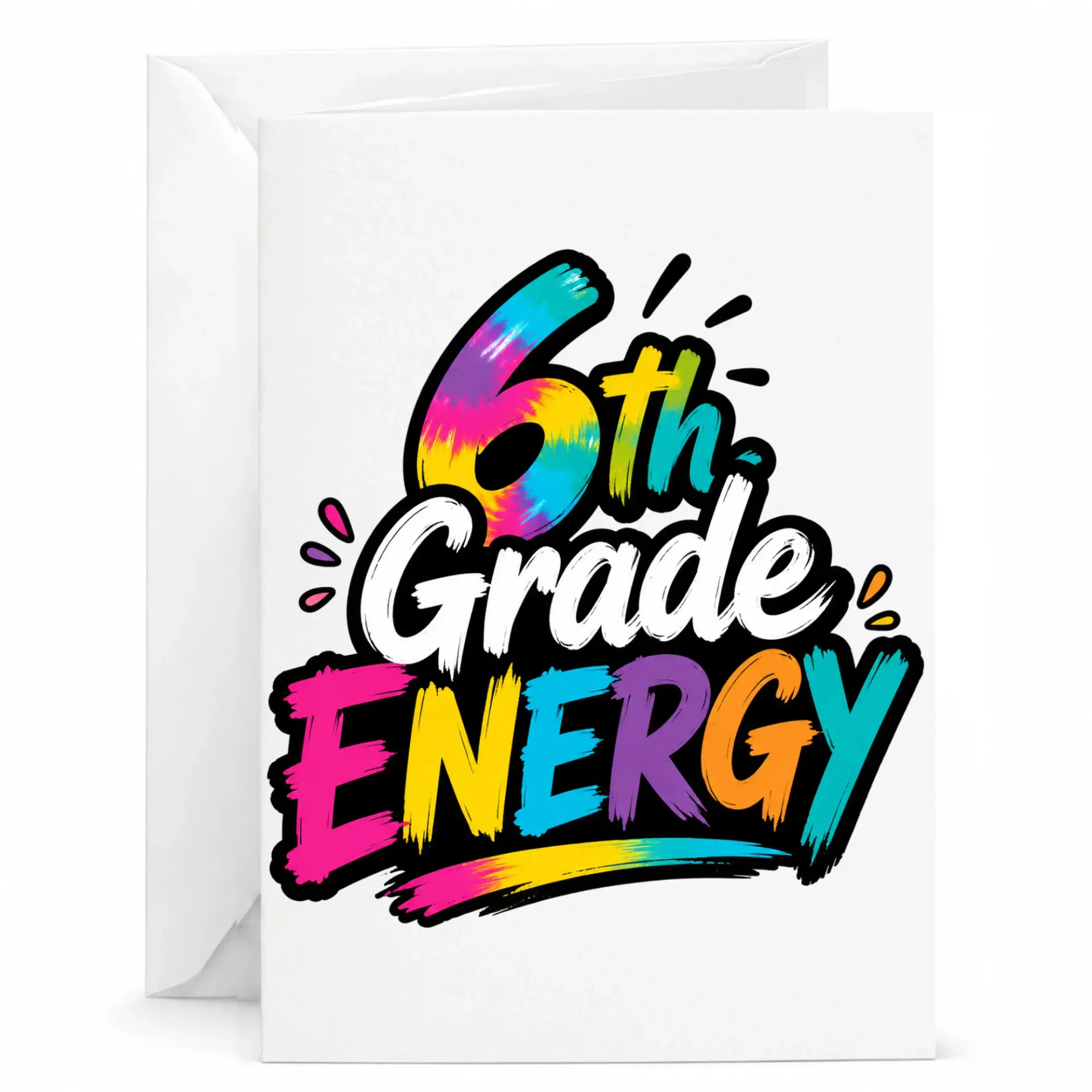 Personalized Greeting Card Funny Energy Slogan Tie Dye Typography Print